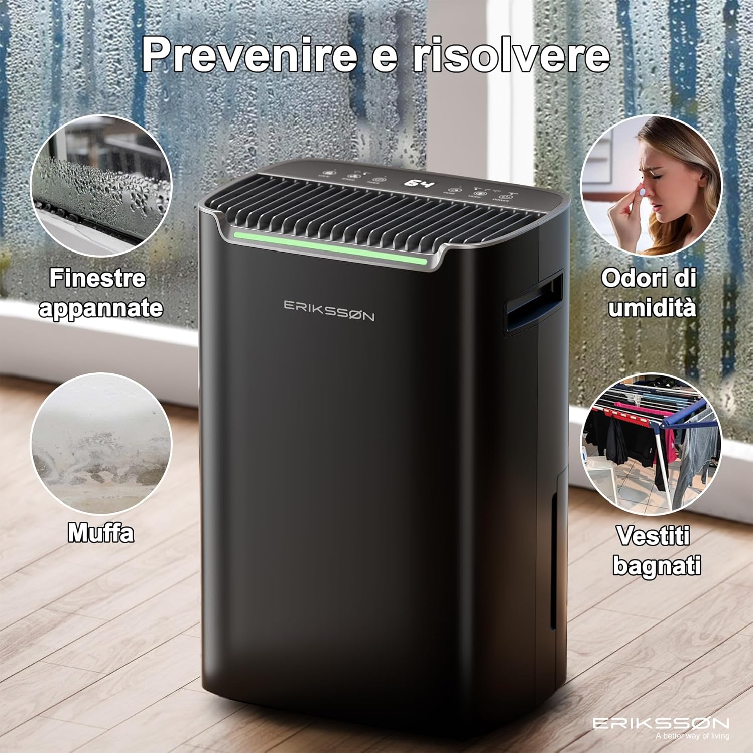 Erikssøn Deumidificatore Dry Pro Plus 20 litri/giorno, Nero - immagine 7