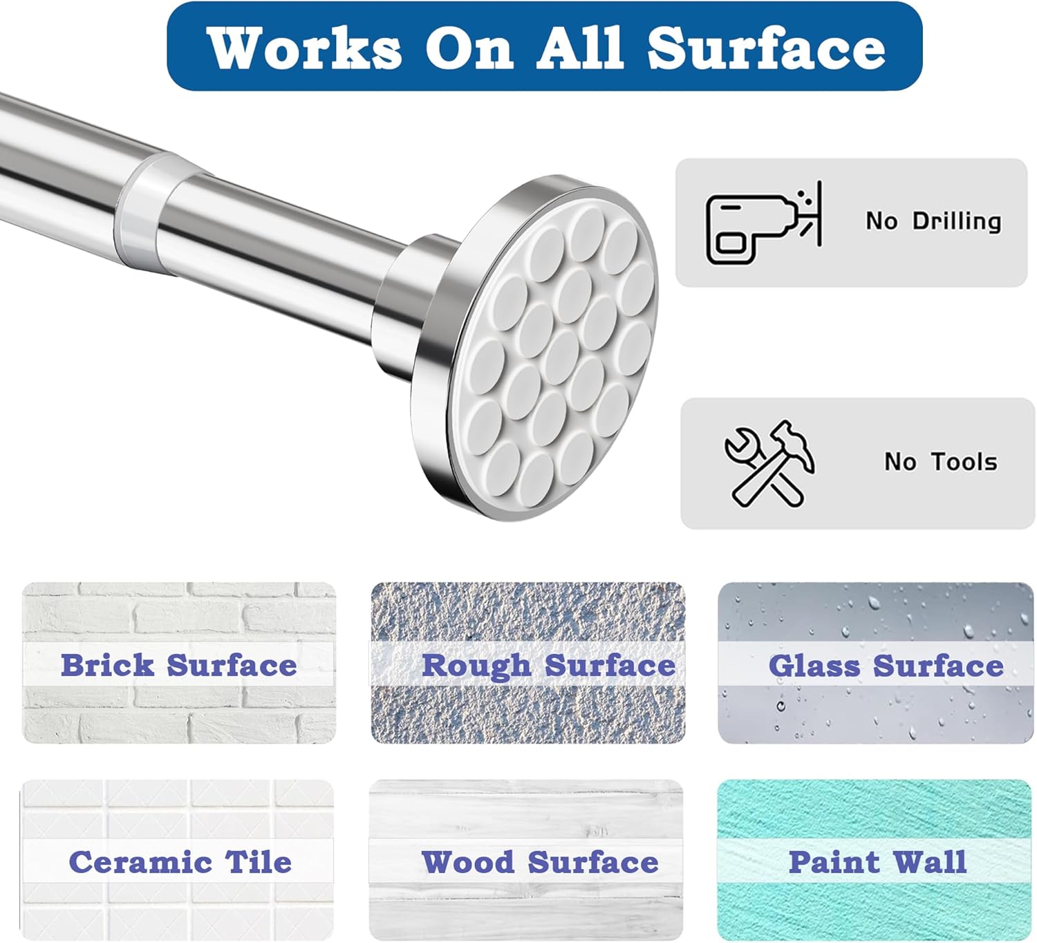 Asta Telescopica Allungabile per Tenda Doccia 300-355 cm - immagine 4