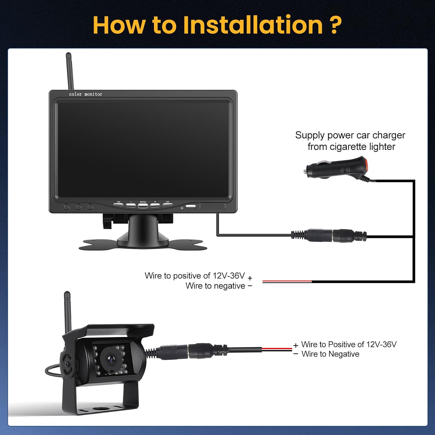Hikity Kit Telecamera Posteriore Wireless 7 Pollici - immagine 5