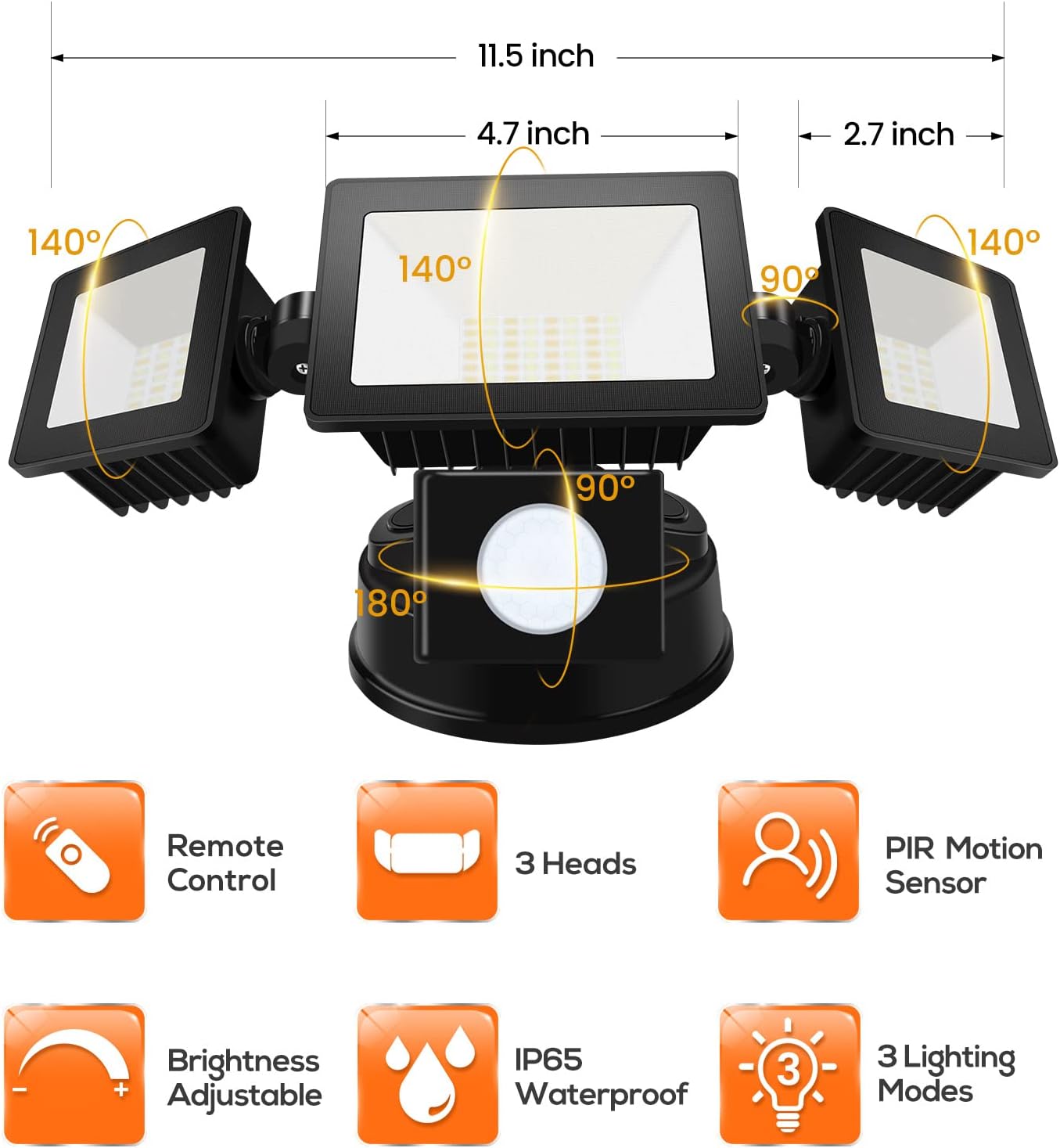 Alusso Faretto LED Esterno 30W con Sensore, Nero - immagine 2