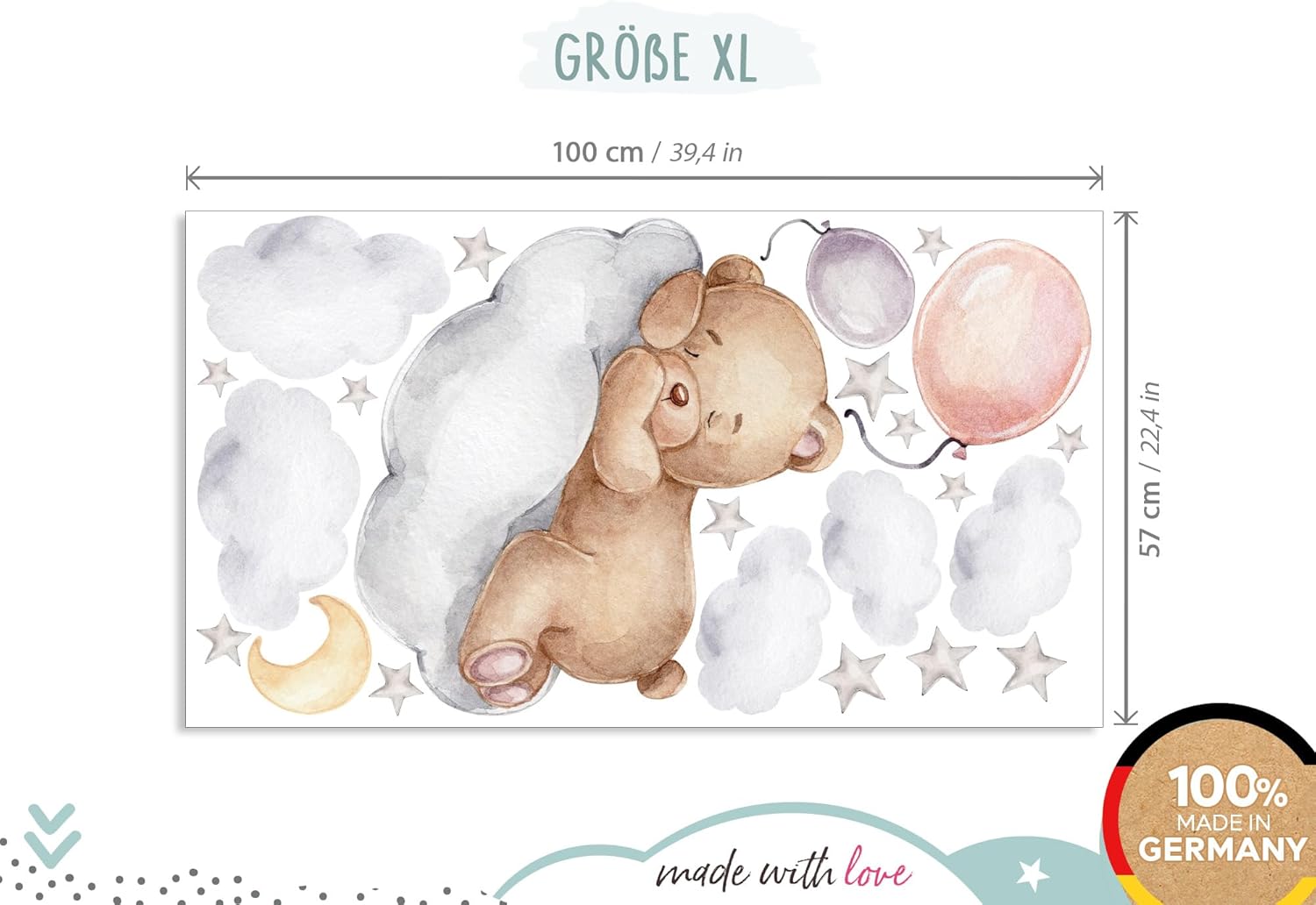 Little Deco DL832-4 - Adesivo da Parete Orsacchiotto sulla Nuvola - immagine 4