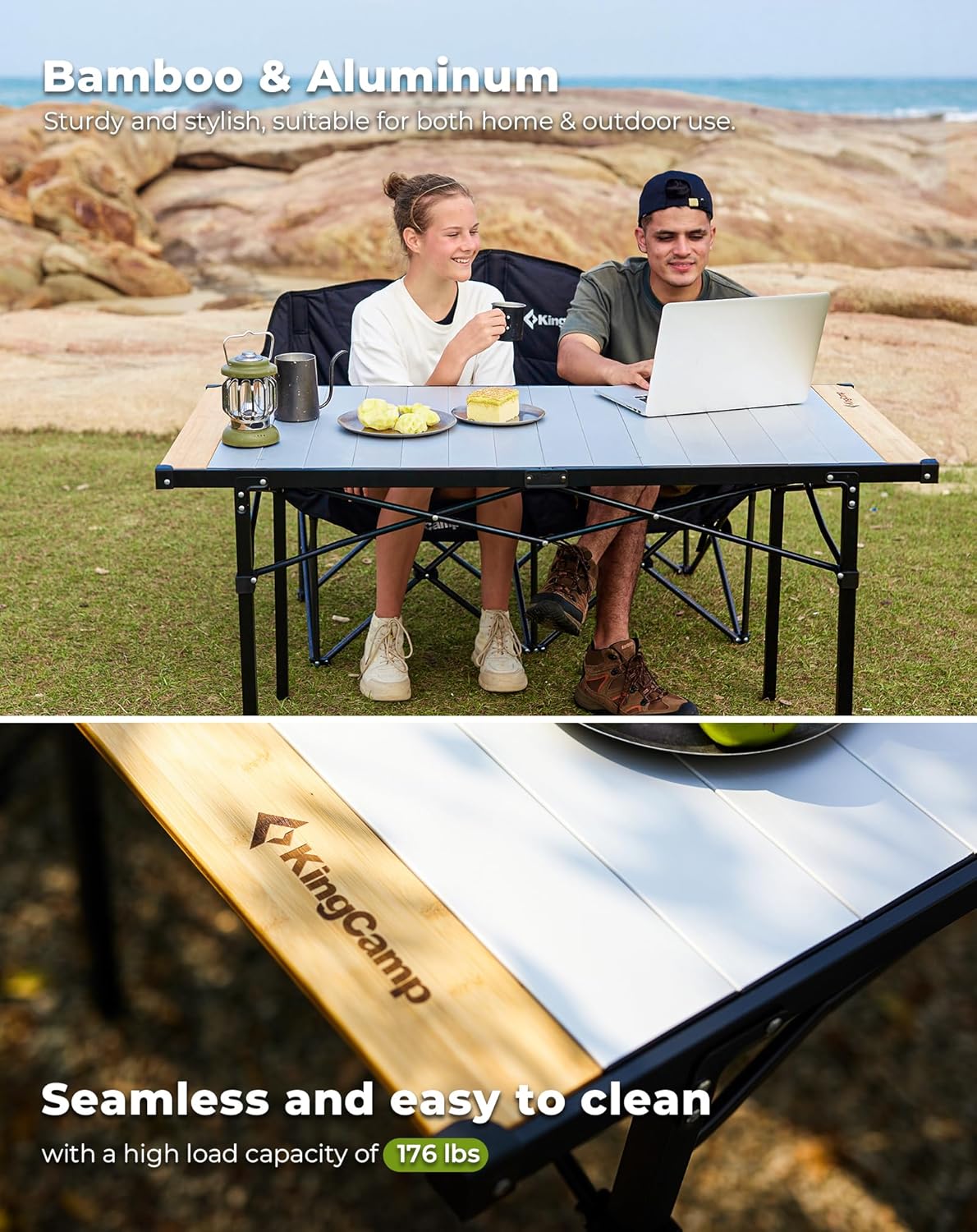 Kingcamp Tavolino da Esterno Pieghevole in Alluminio - immagine 2