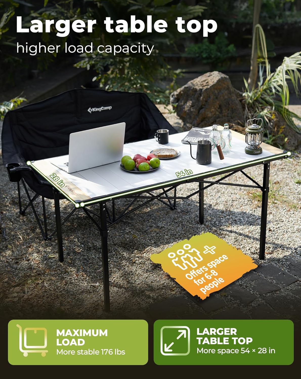 Kingcamp Tavolino da Esterno Pieghevole in Alluminio - immagine 3