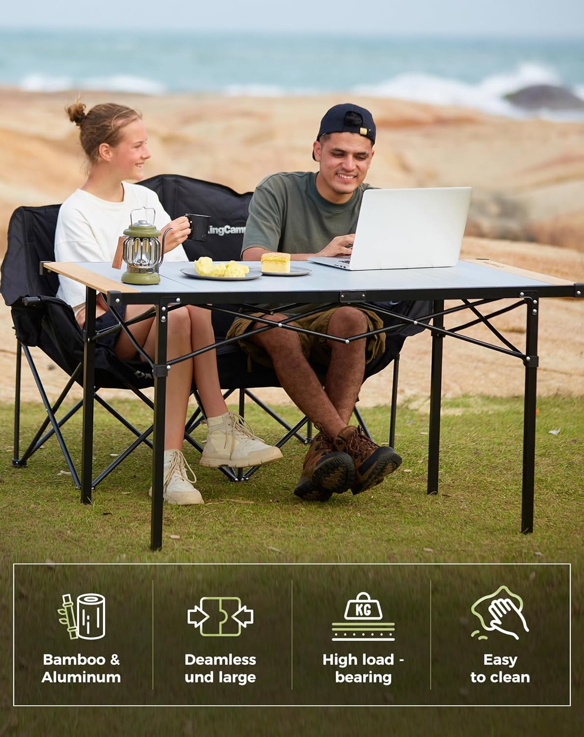 Kingcamp Tavolino da Esterno Pieghevole in Alluminio - immagine 6
