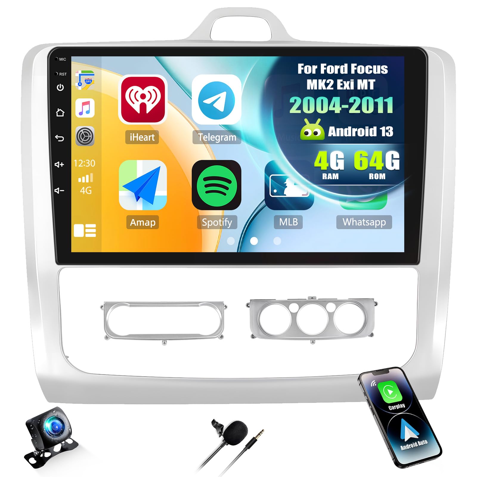 Sixwin Autoradio Android 13 9 Pollici per Ford Focus 2004-2011