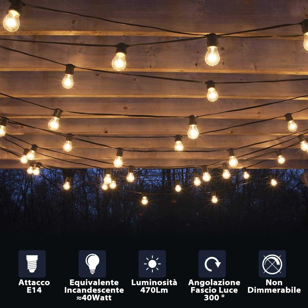 Lvwit 12X Lampadina Filamento LED E14 4W, 2700K - immagine 2