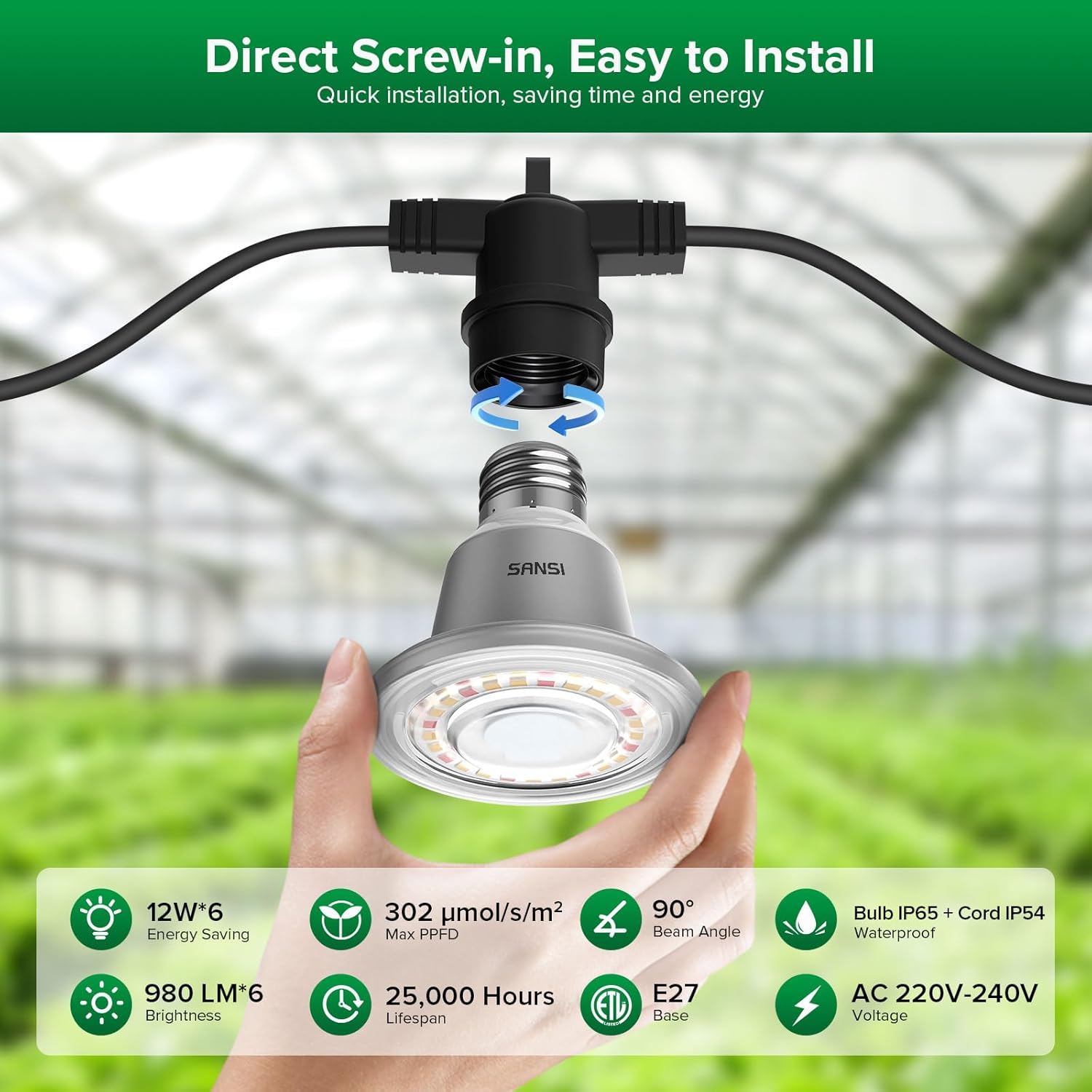 Sansi Lampada LED per Piante a Spettro Completo E27 - immagine 5