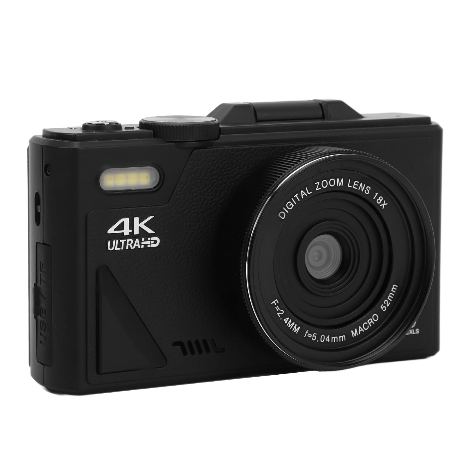 Fotocamera Digitale 75MP UHD 4K con Zoom 18X, Black