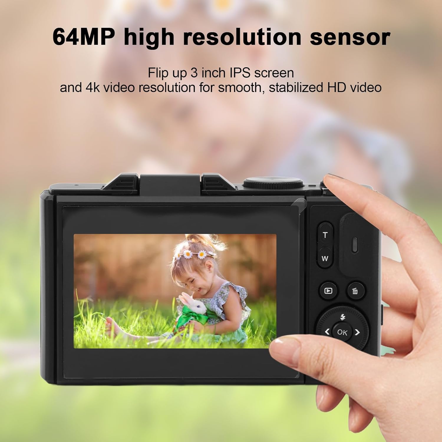 Fotocamera Digitale 75MP UHD 4K con Zoom 18X, Black - immagine 2