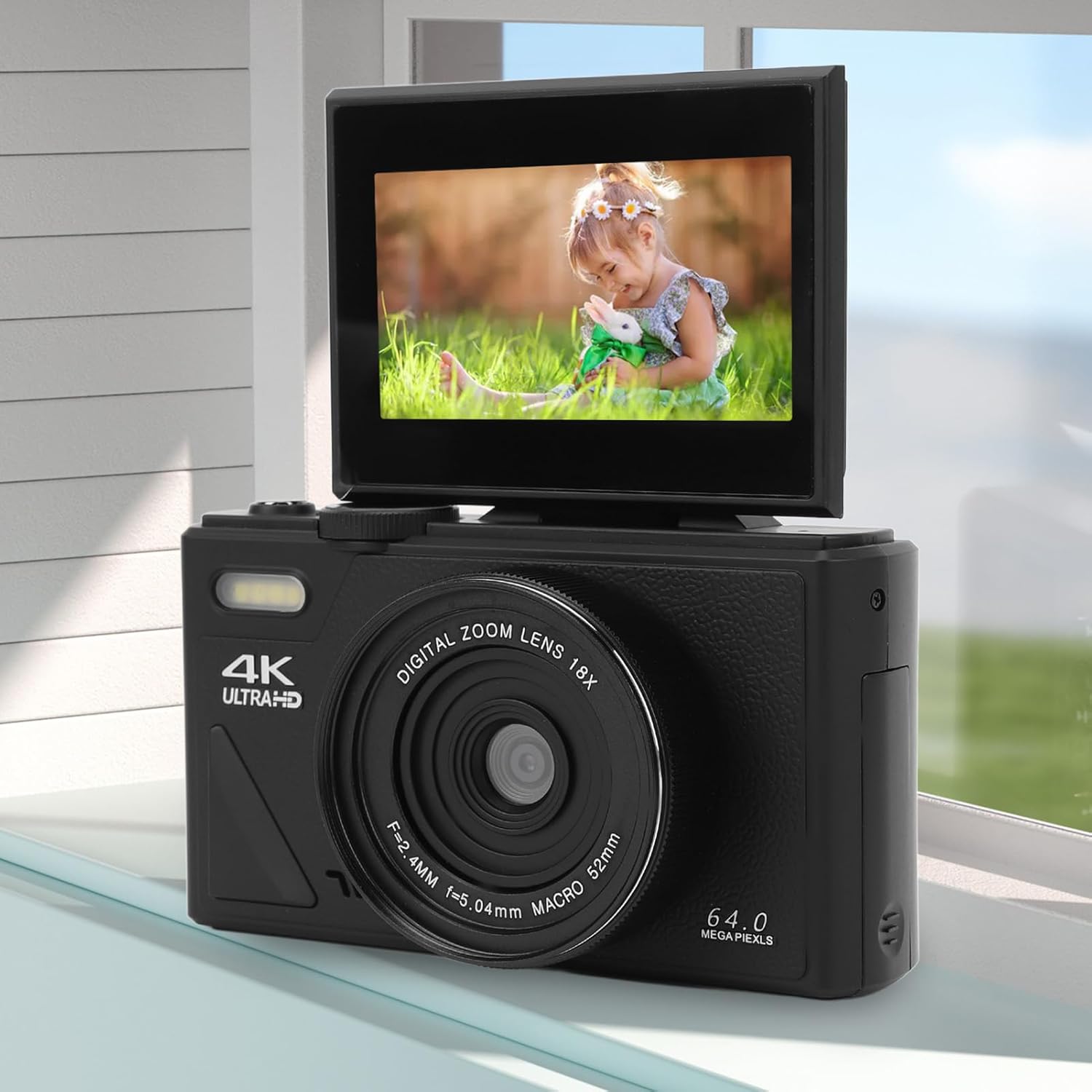 Fotocamera Digitale 75MP UHD 4K con Zoom 18X, Black - immagine 4