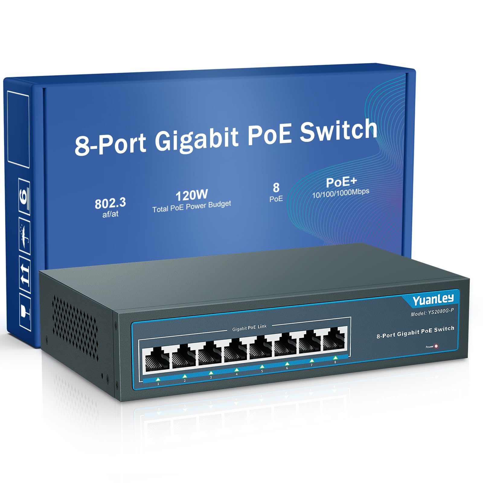 Yuanley Switch Gigabit PoE 8 Porte 120W