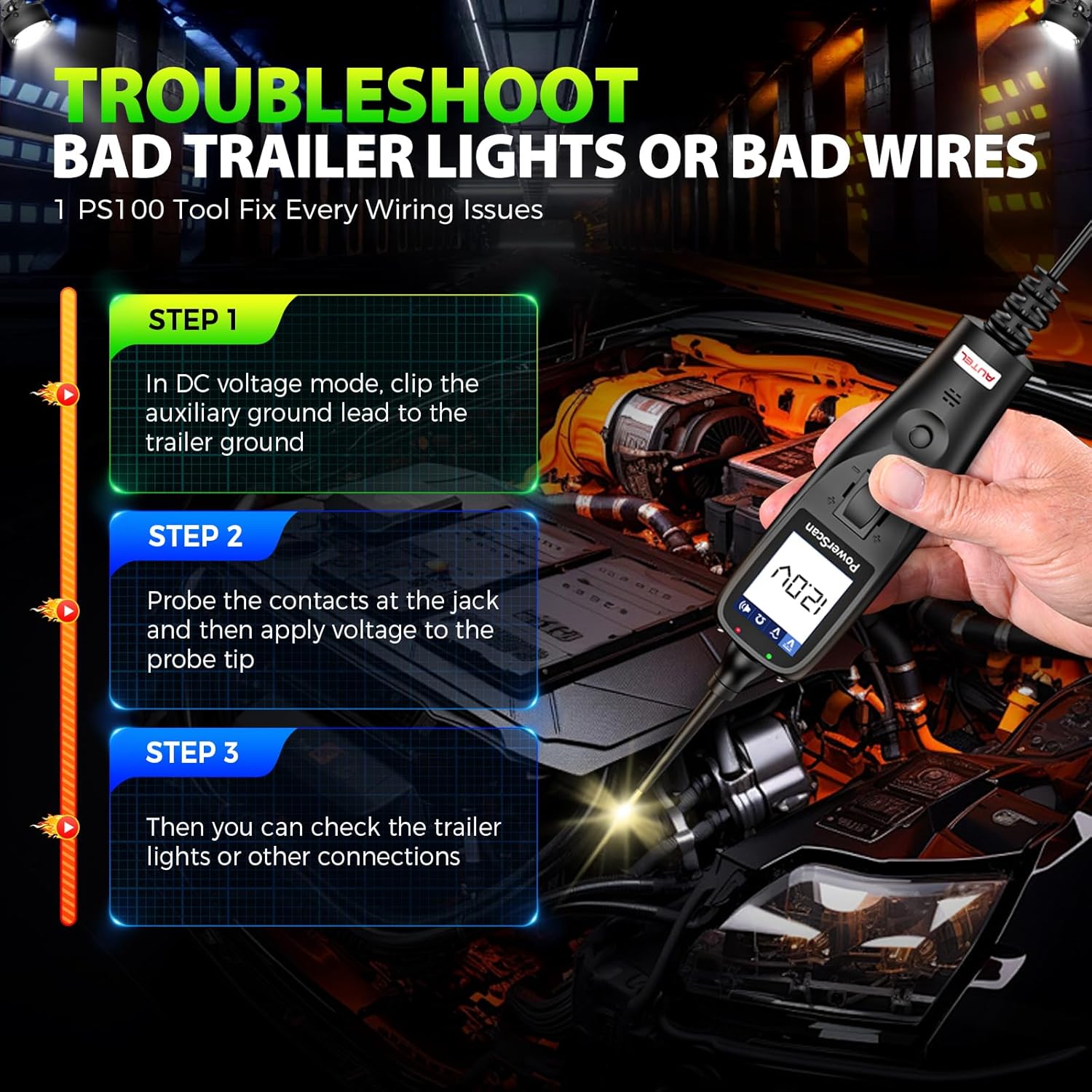 Autel® PowerScan PS100 Tester Circuiti Auto 12-24V - immagine 6