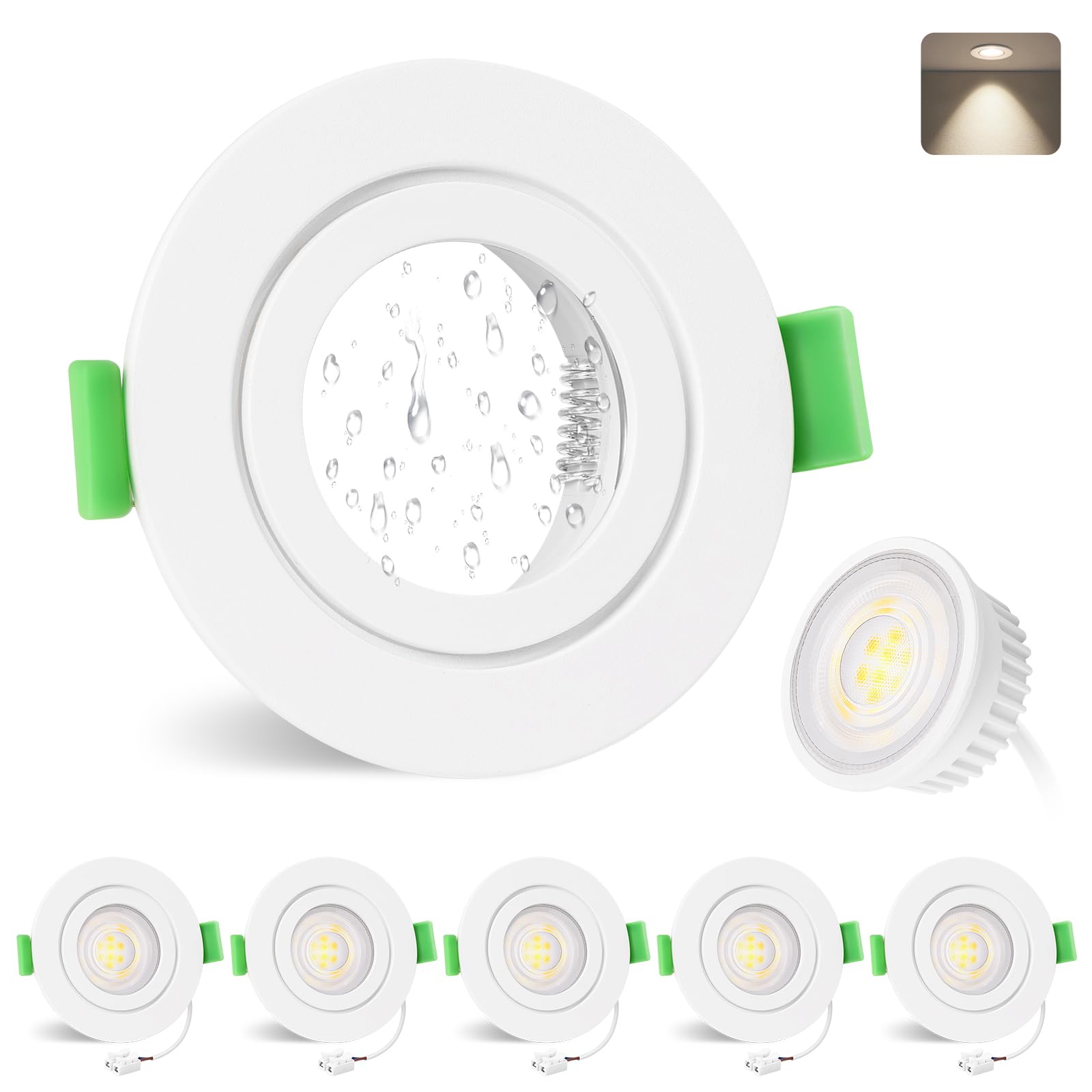 Yindalux 6x Faretti da Incasso LED 230V 5W IP65