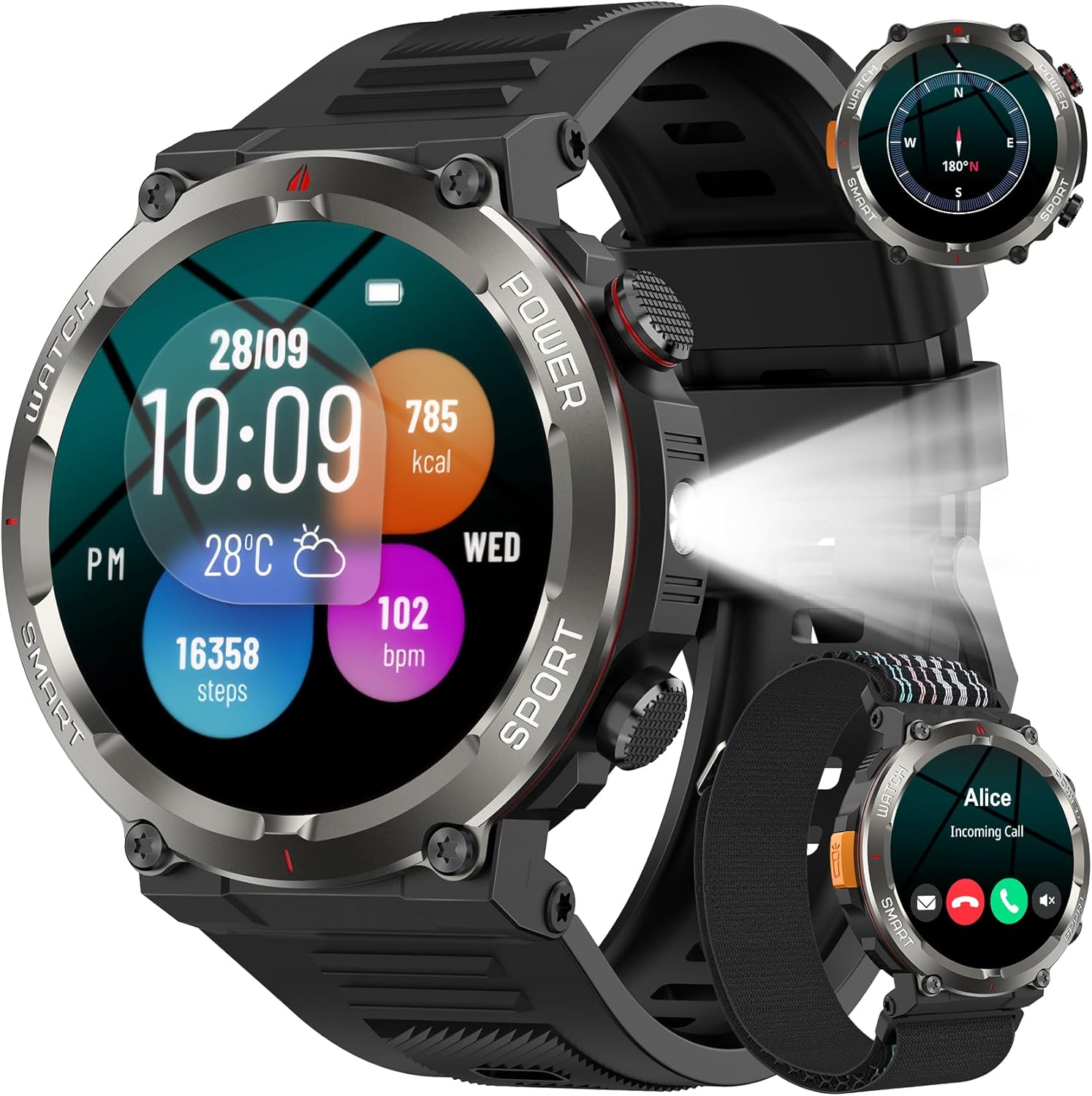 Smartwatch Uomo 1.45" con Torcia/Bussola - immagine 1
