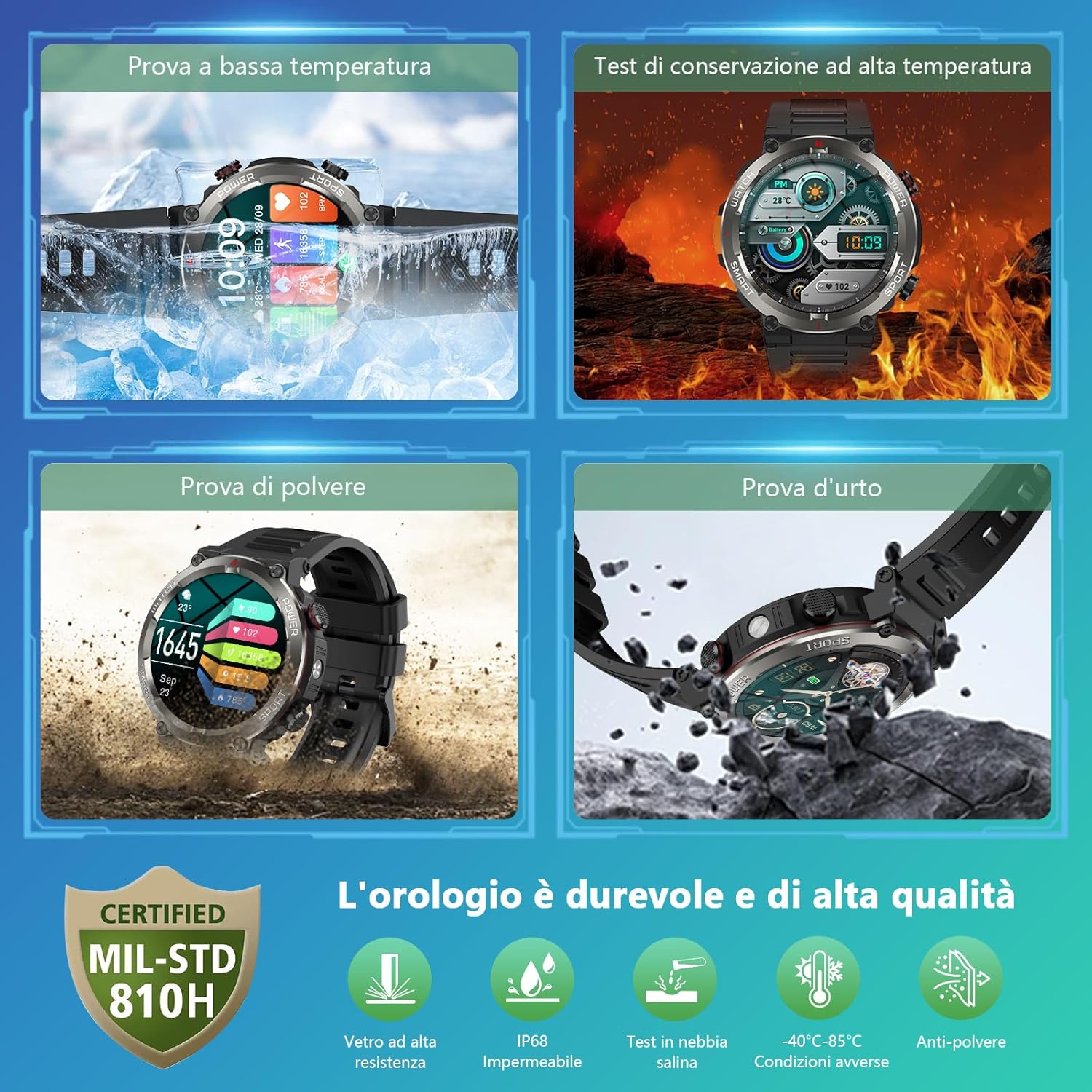 Smartwatch Uomo 1.45" con Torcia/Bussola - immagine 7