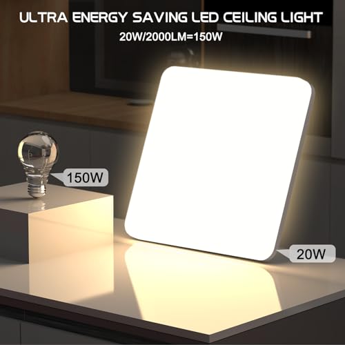 Plafoniera LED Soffitto Quadrata 20W 4000K 2000LM - immagine 3