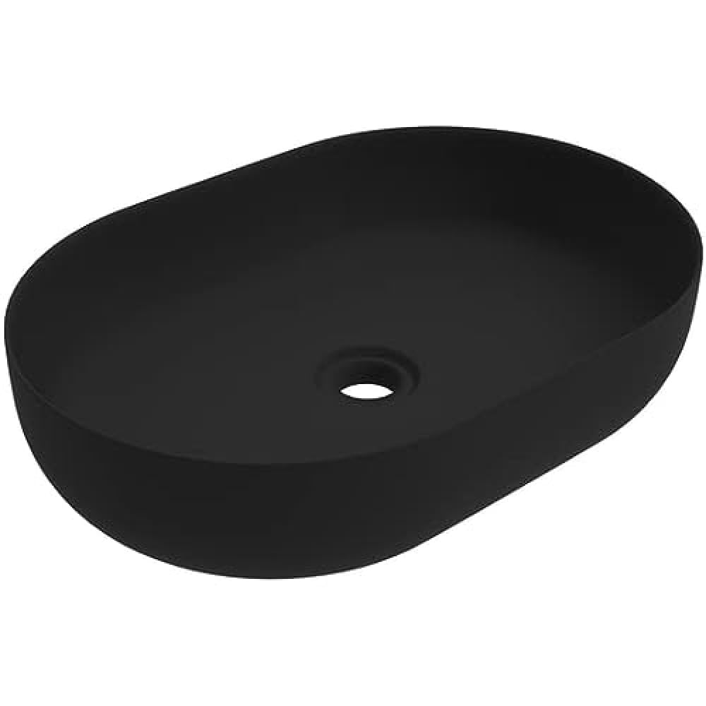 Lavabo D'appoggio Ovale in Ceramica Nero 400x135mm