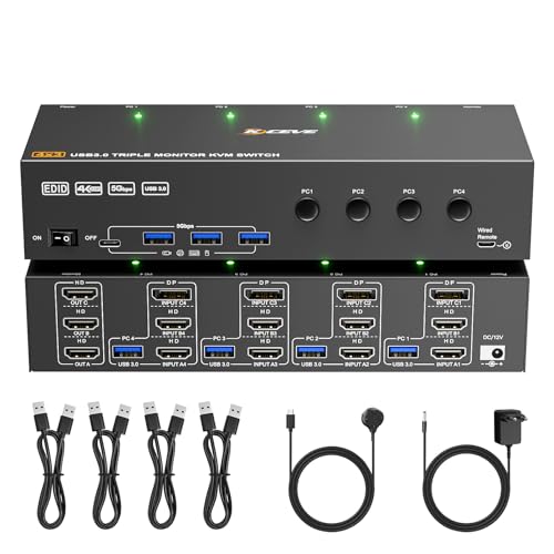 KVM Switch 3 Monitor 4 PC 4K@60Hz EDID Simulazione