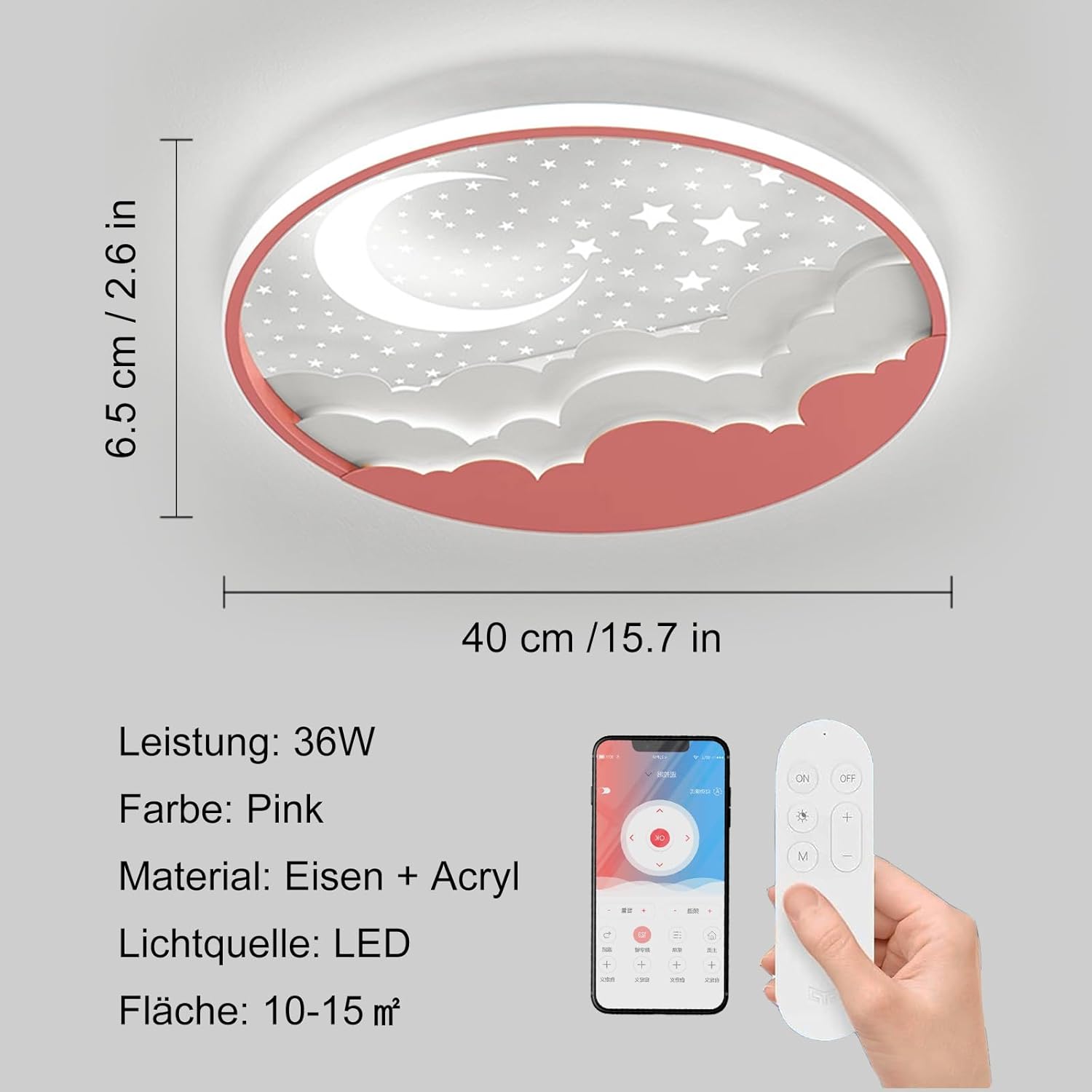 Lampada da Soffitto LED per Bambini - Stelle e Luna - immagine 5