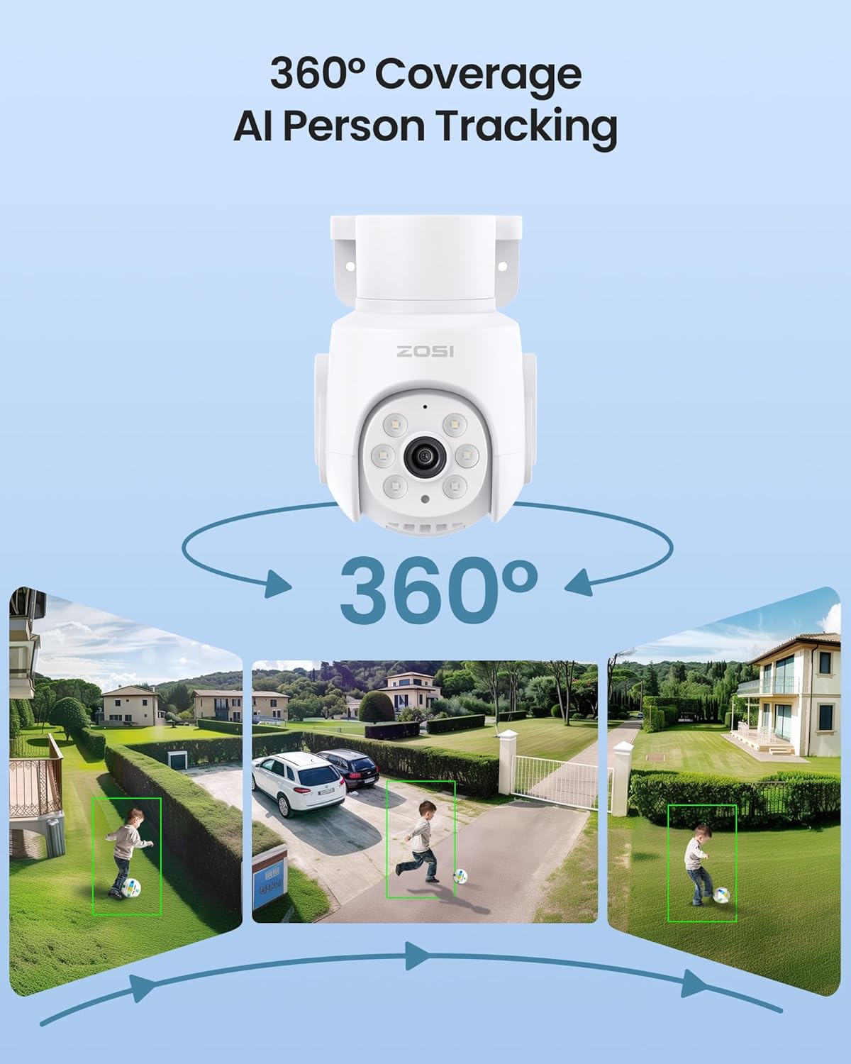 Zosi 5MP Telecamera Sorveglianza WiFi 6 PT 360° - immagine 5