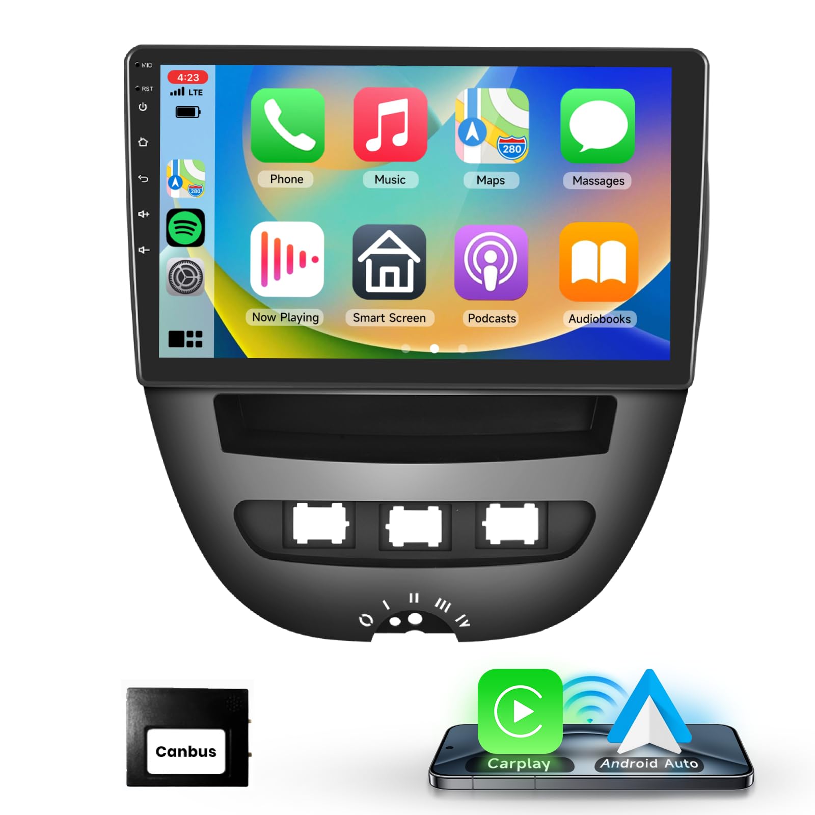 Podofo Autoradio Carplay 10.1" per Citroen C1