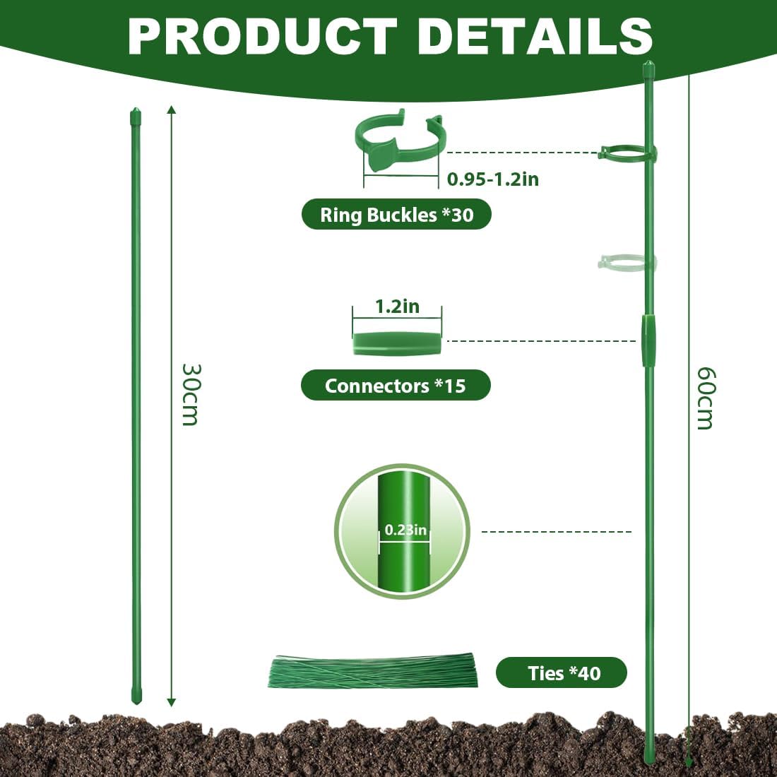 Supporti per Piante in Bambù 30cm - 20 Pezzi - immagine 2