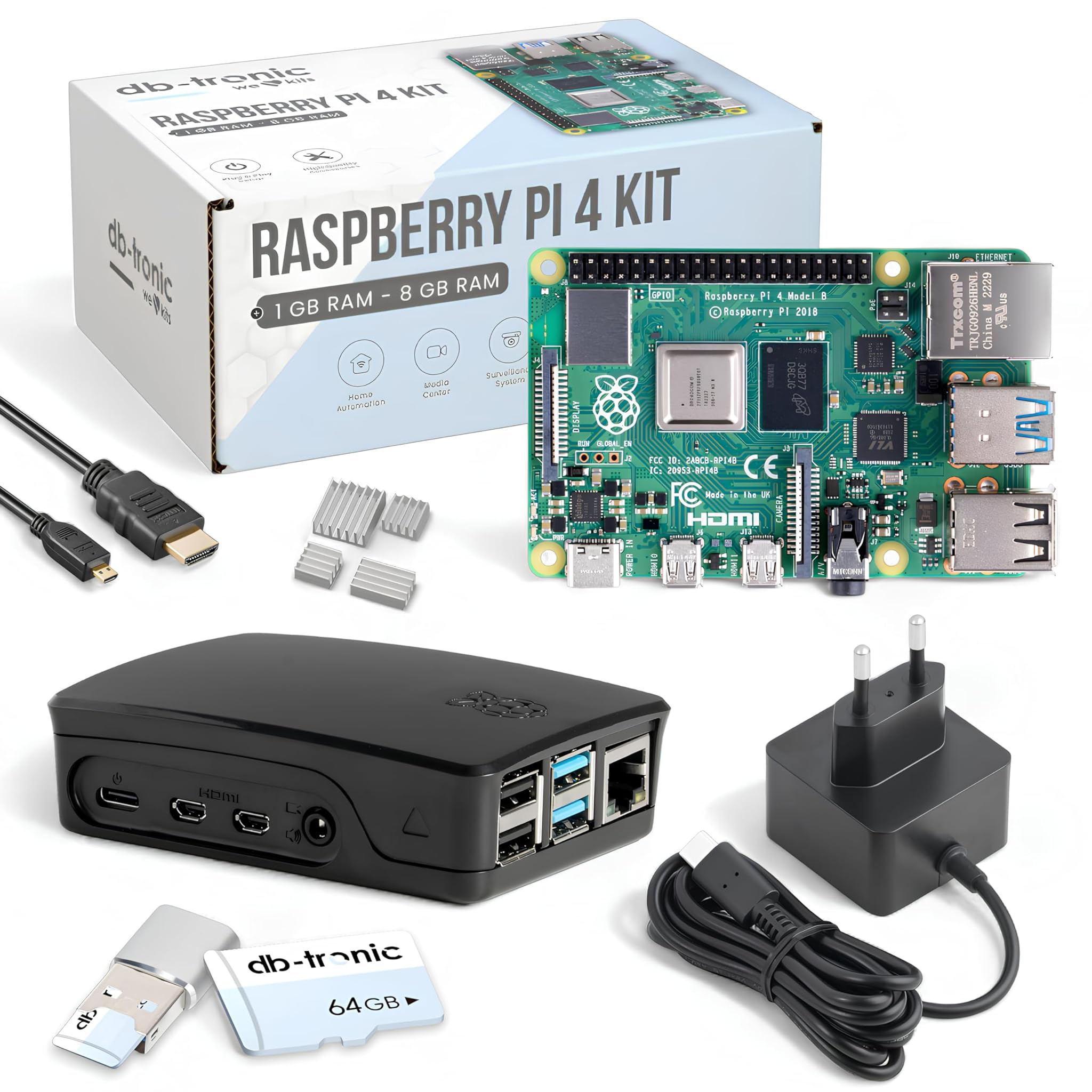 Raspberry Pi 4 1GB RAM Starter Kit Black 64GB