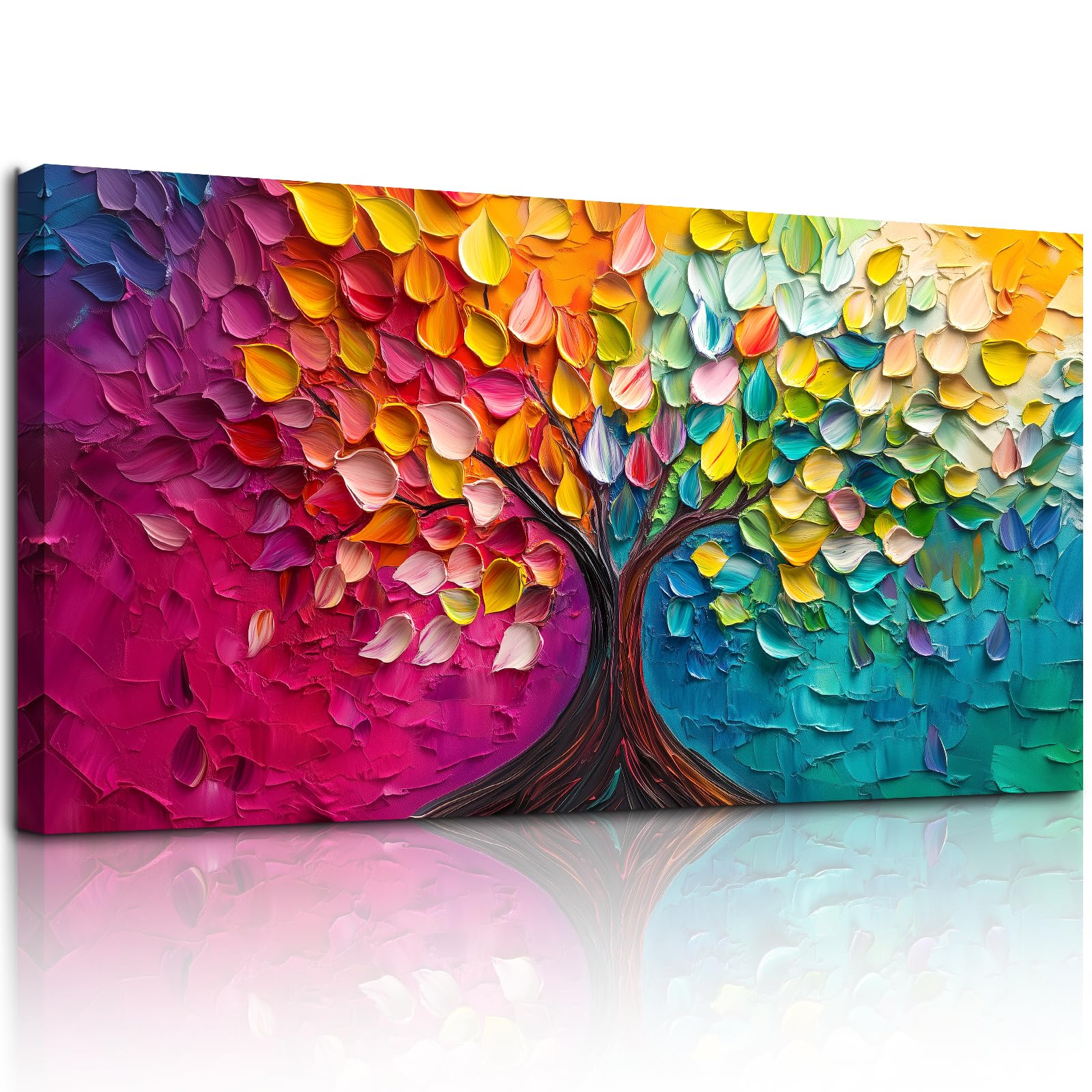 MHARTK66 Quadri Moderni Soggiorno Grandi, 73x146 cm XXL Stampe da Parete Albero Colorato, Quadro Camera da Letto Su Tela Decorazioni Parete Bagno Ufficio Sala Da Pranzo