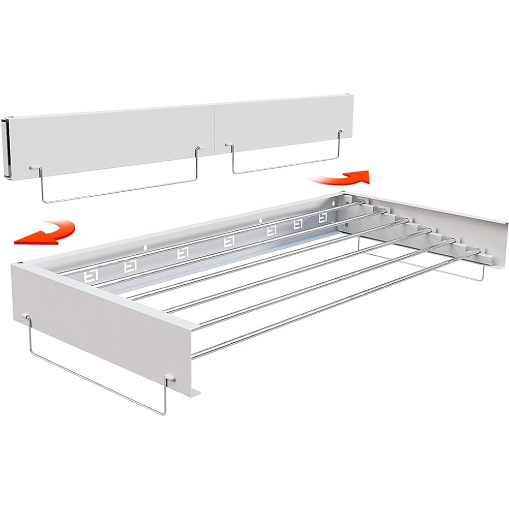 Stendibiancheria da Parete Allungabile Pieghevole, Bianco