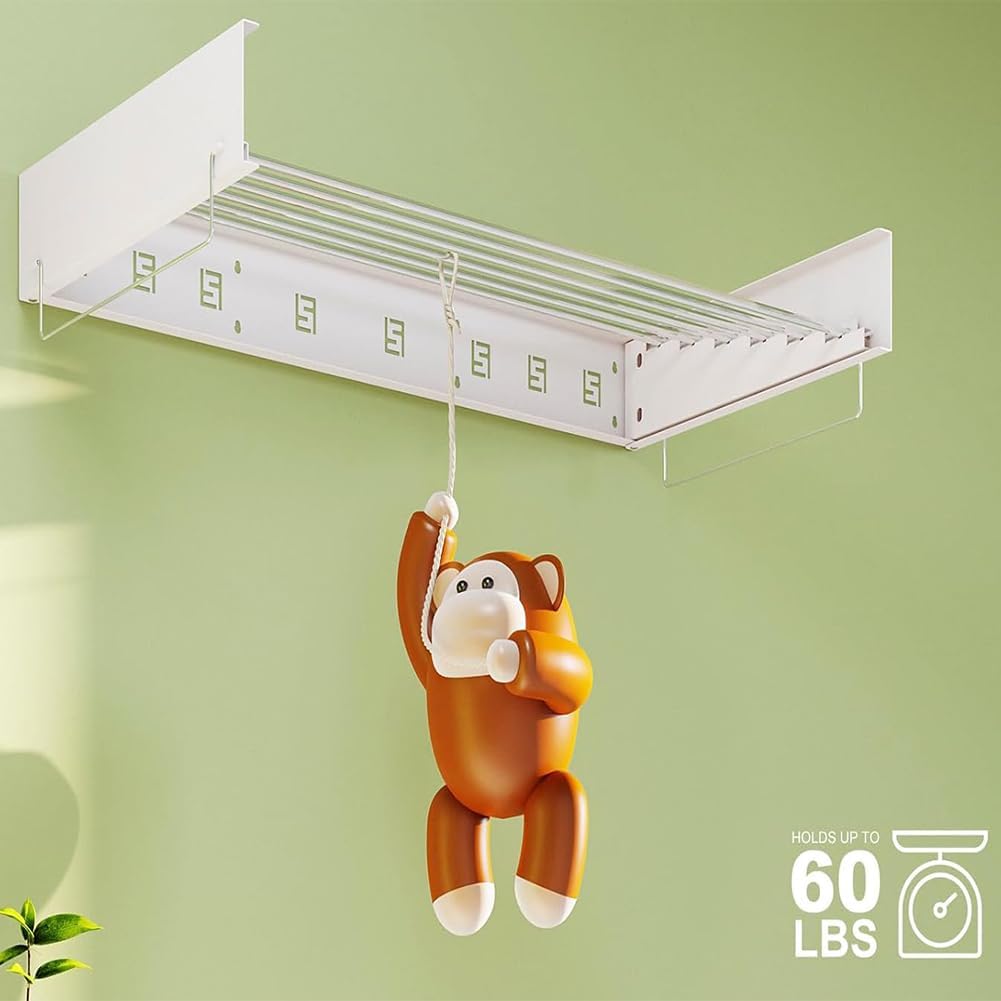 Stendibiancheria da Parete Allungabile Pieghevole, Bianco - immagine 5