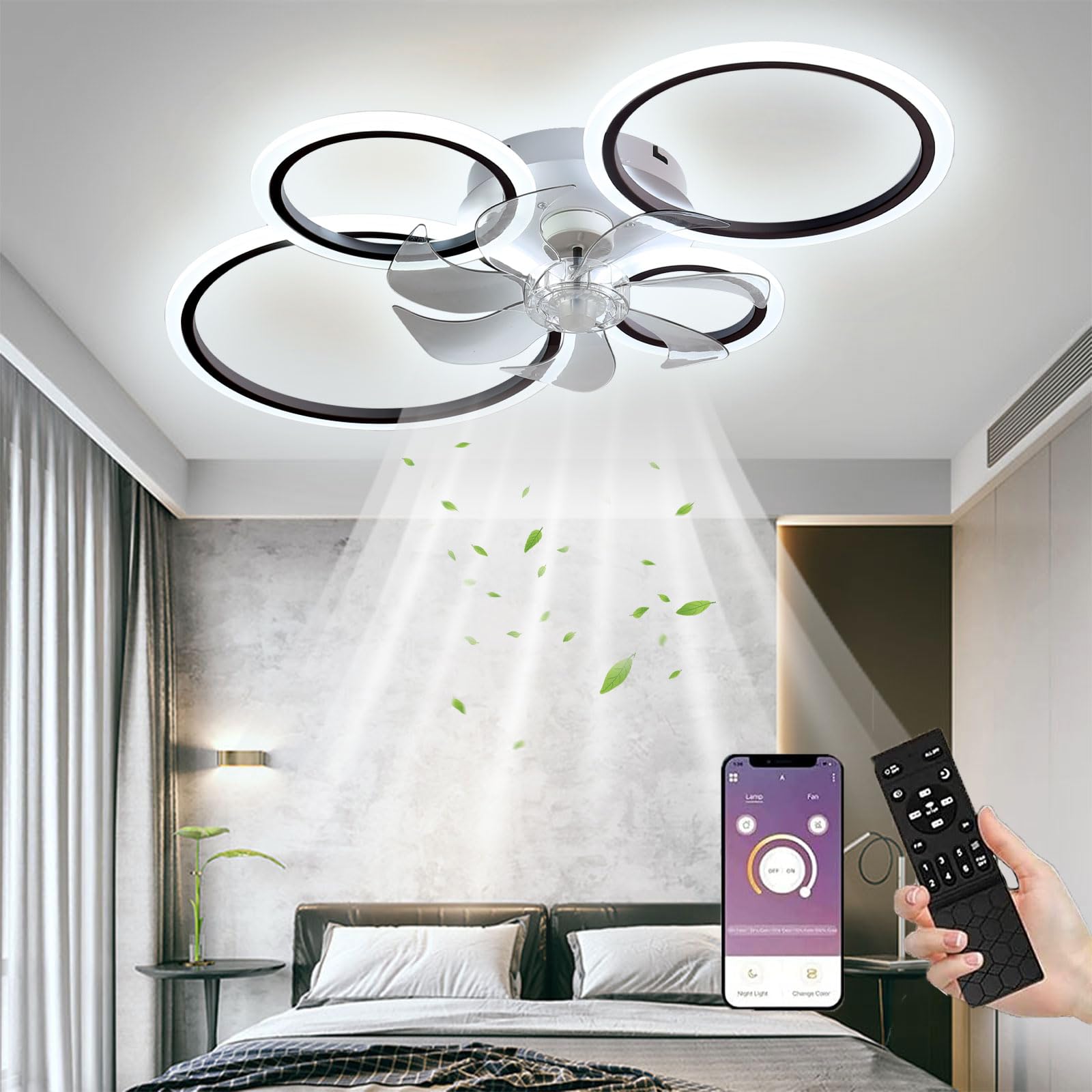 Miir Ventilatore da Soffitto con Luce LED 96W, Nero