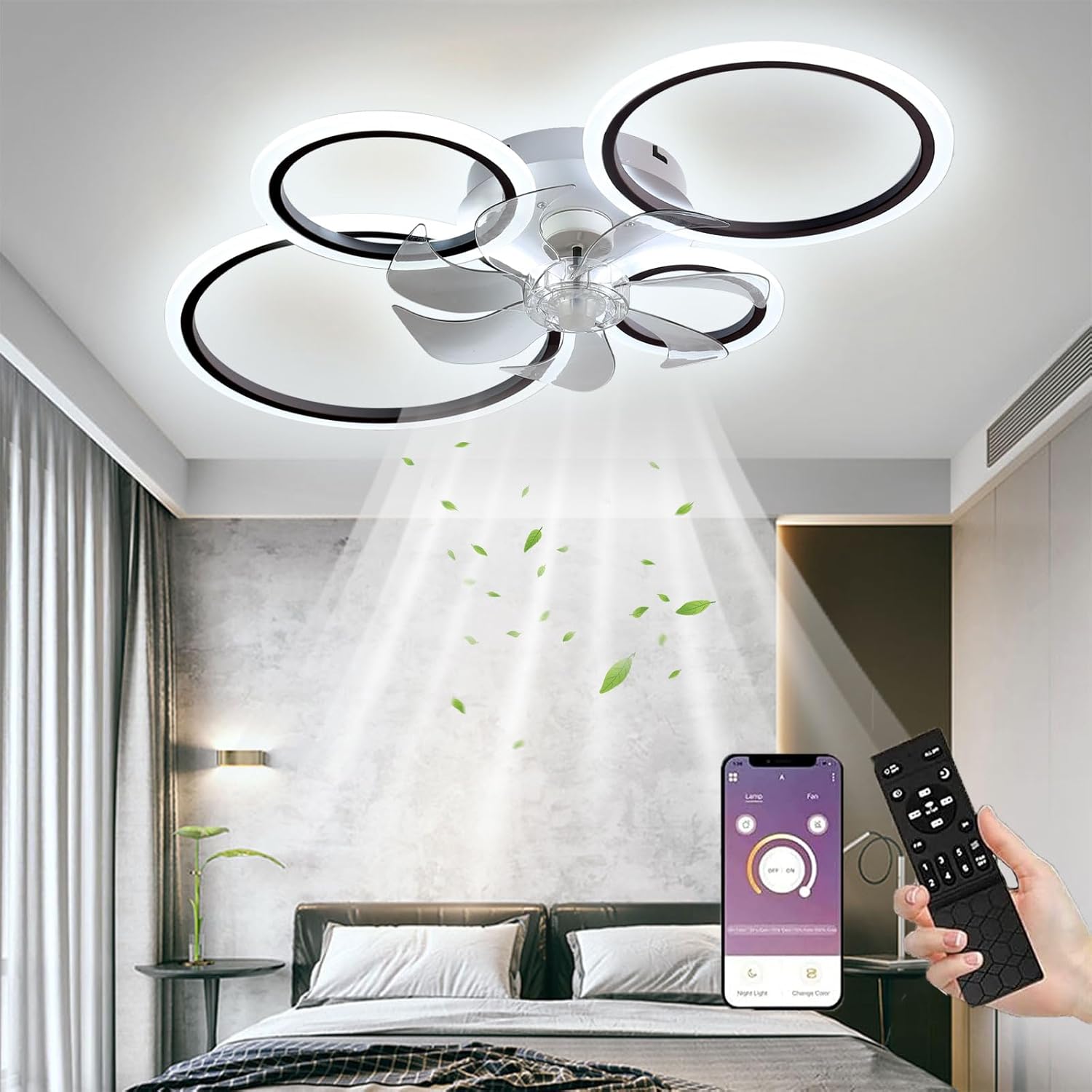 Miir Ventilatore da Soffitto con Luce LED 96W, Nero - immagine 1