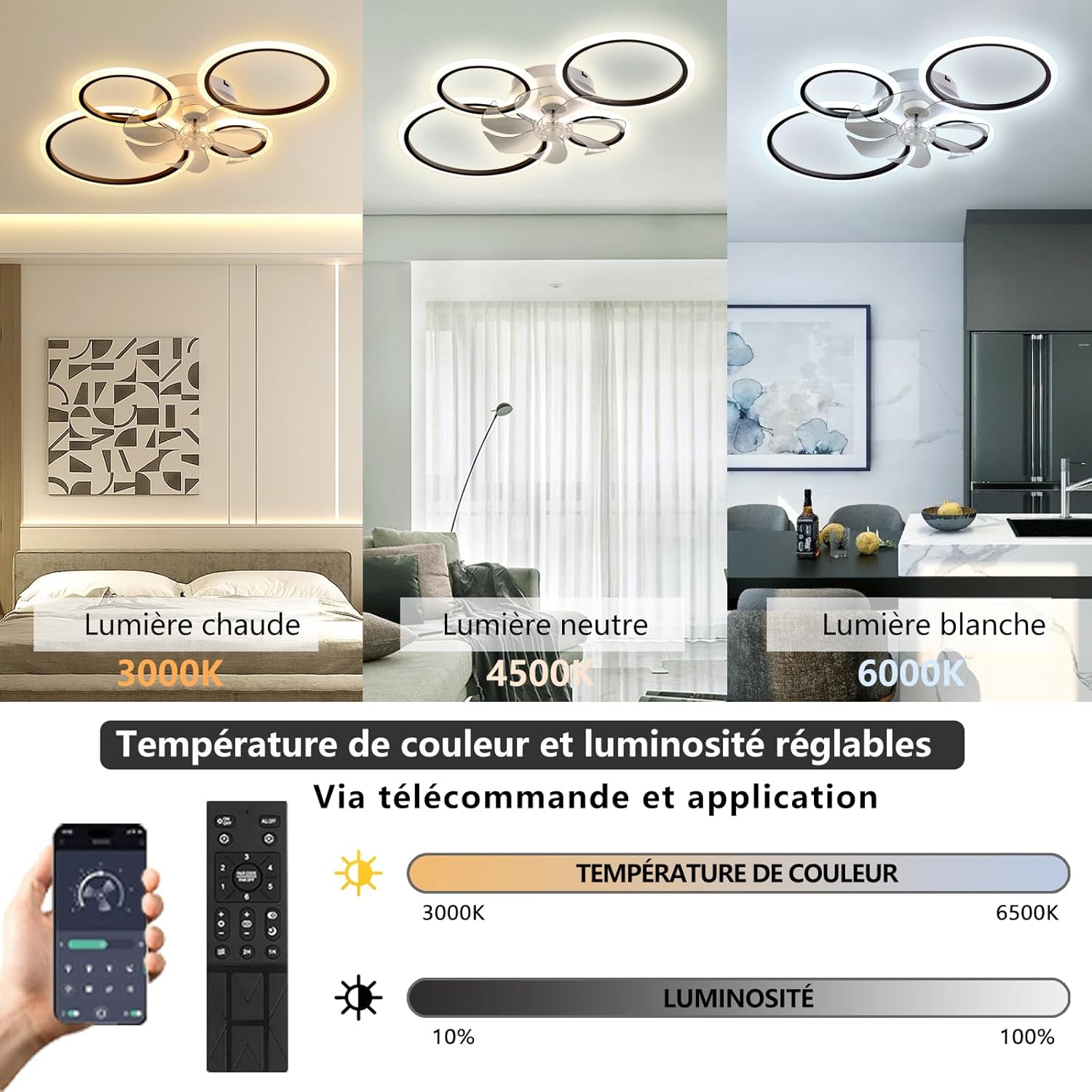 Miir Ventilatore da Soffitto con Luce LED 96W, Nero - immagine 3