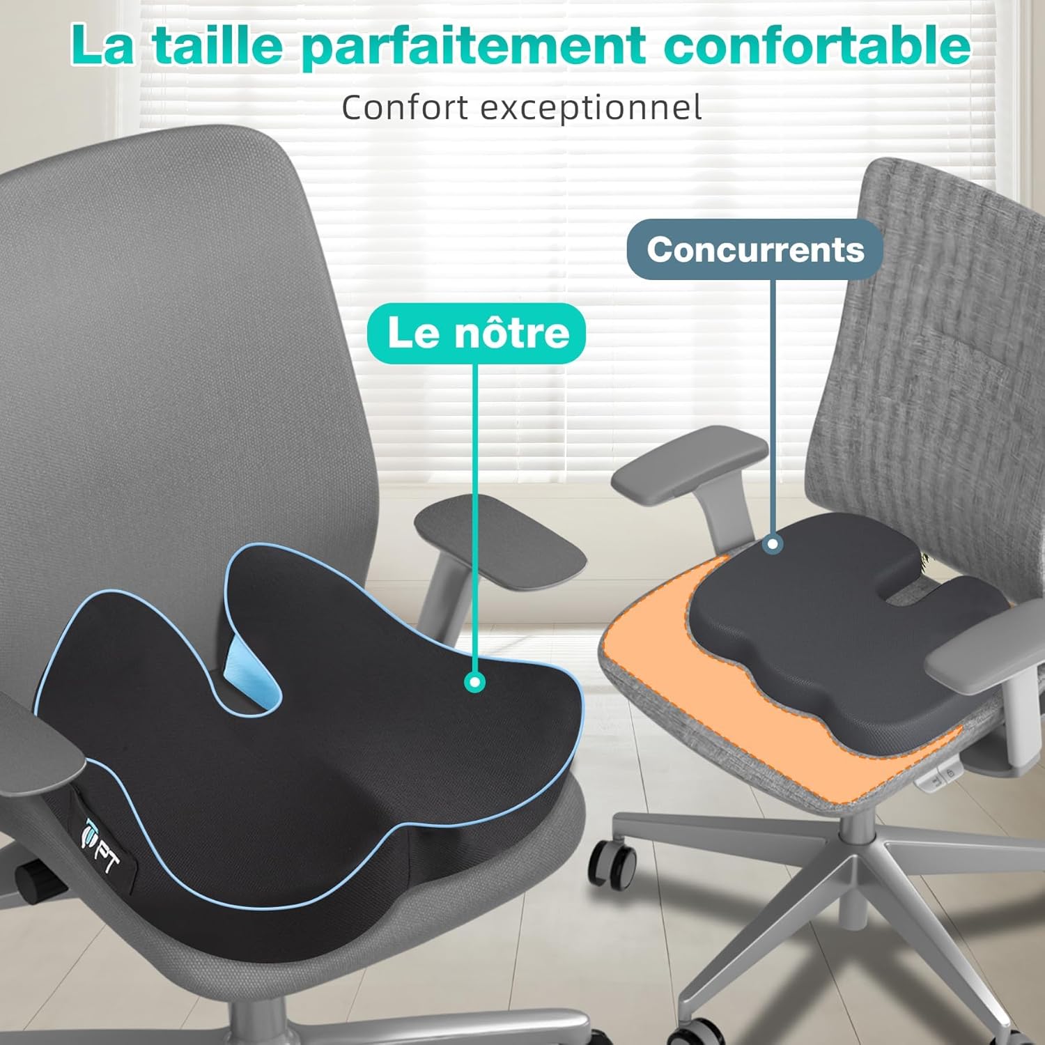 Pootack Cuscino Sedia Ufficio in Memory Foam - immagine 4