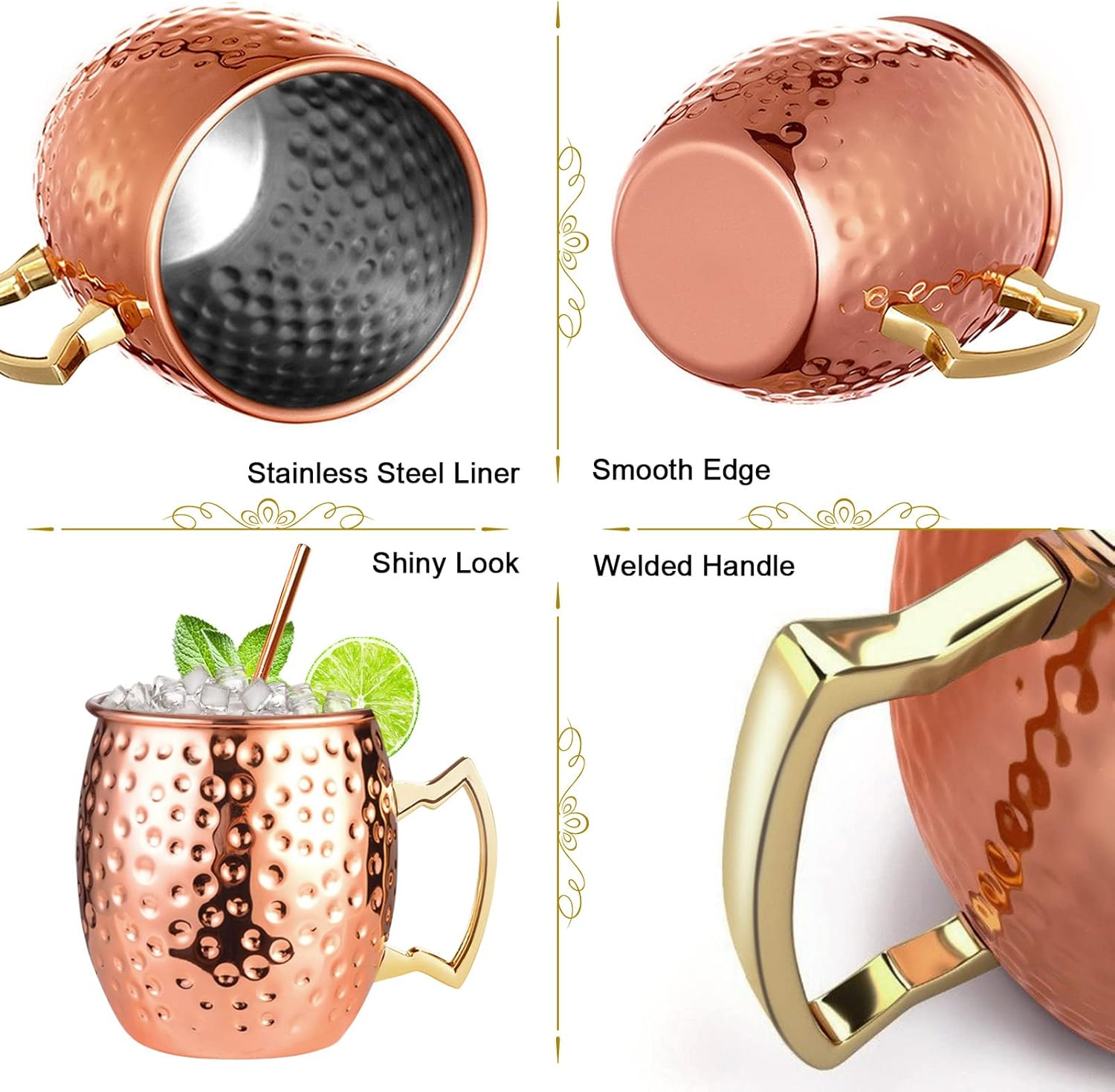 LIVEHITOP Bicchieri Moscow Mule Rame 530 ML - immagine 2