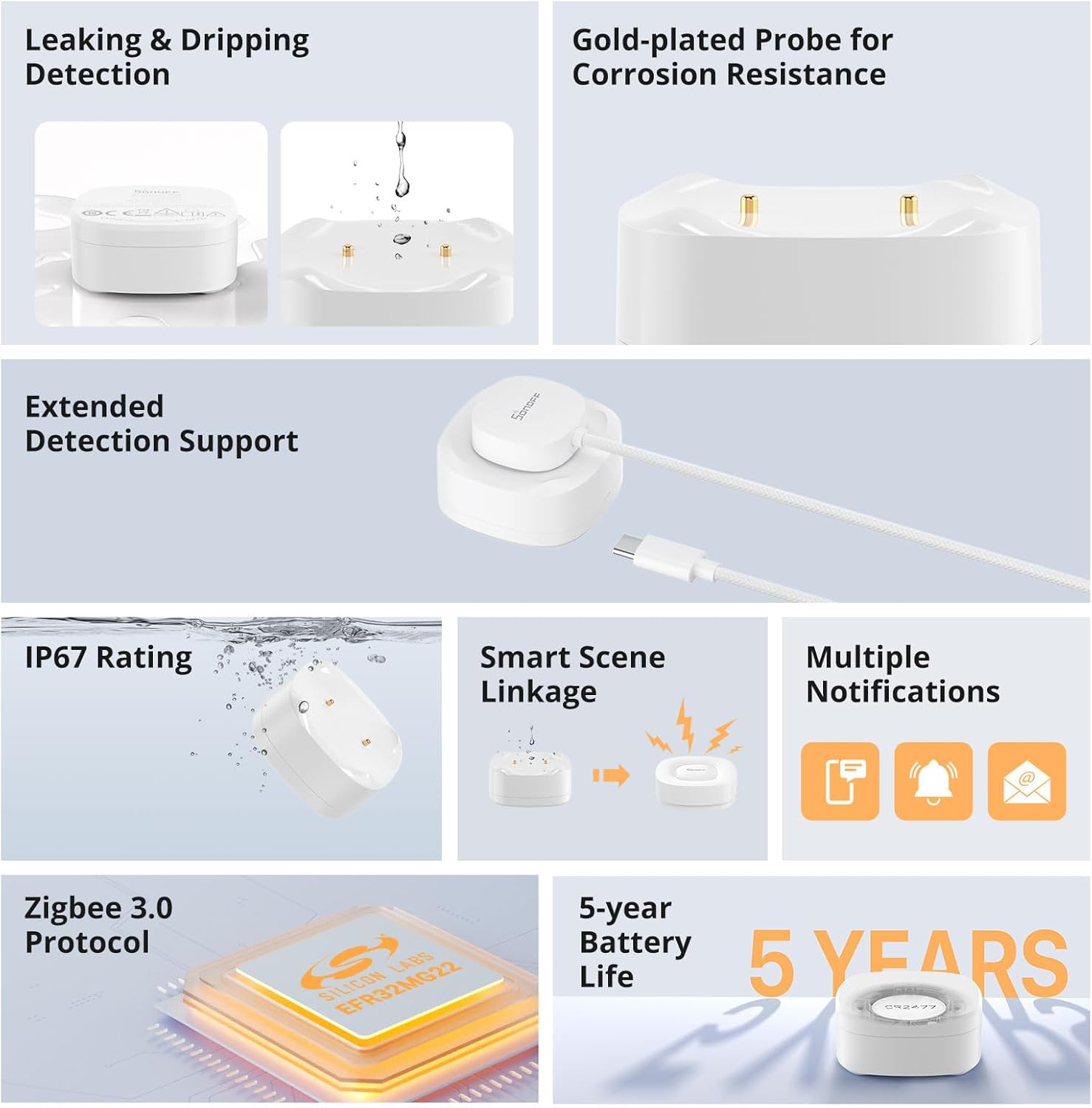 Sonoff SNZB-05P Zigbee Rilevatore di Acqua Smart Home - immagine 3