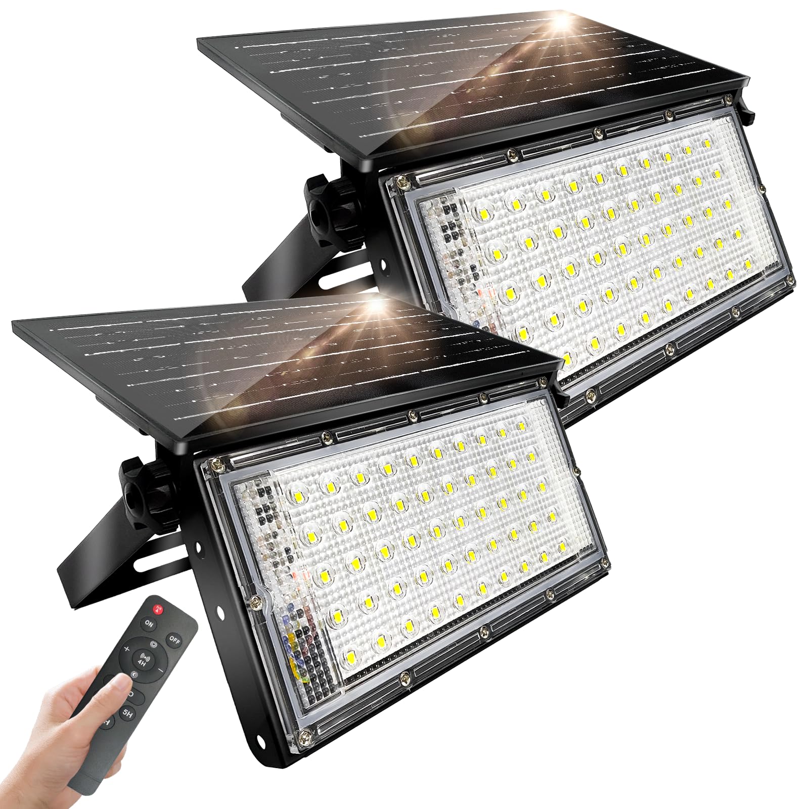 Luce Solare LED Esterno 50W con Telecomando, 2 Pezzi