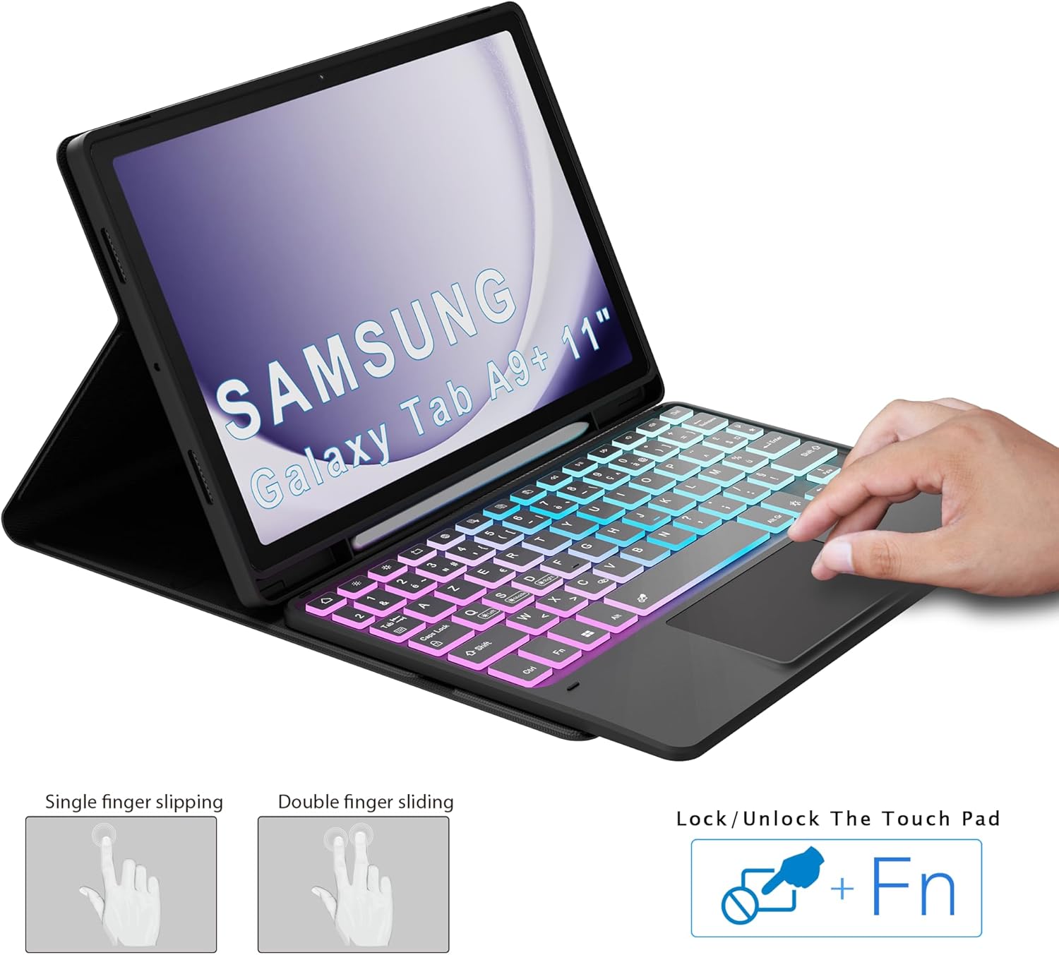 Custodia con Tastiera AZERTY per Samsung Galaxy Tab A9+ 11" - immagine 5