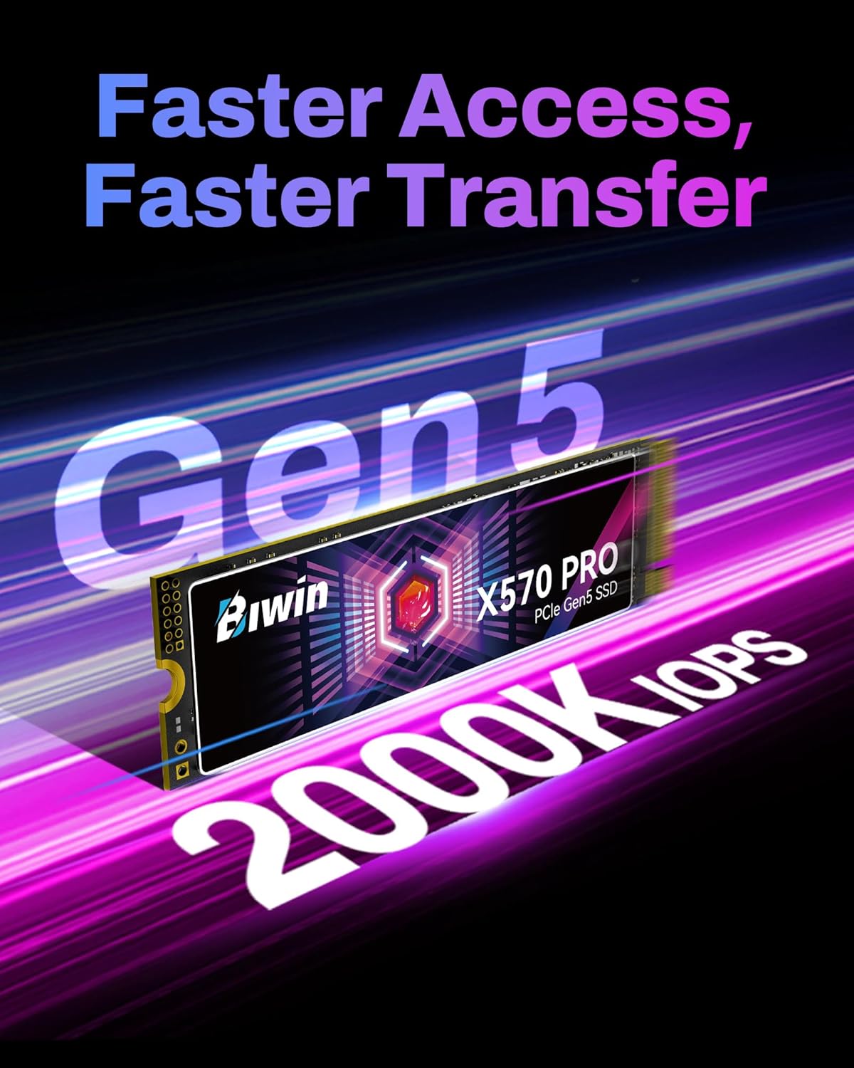 Biwin Black Opal X570 PRO 1TB SSD Gen5x4 - immagine 3