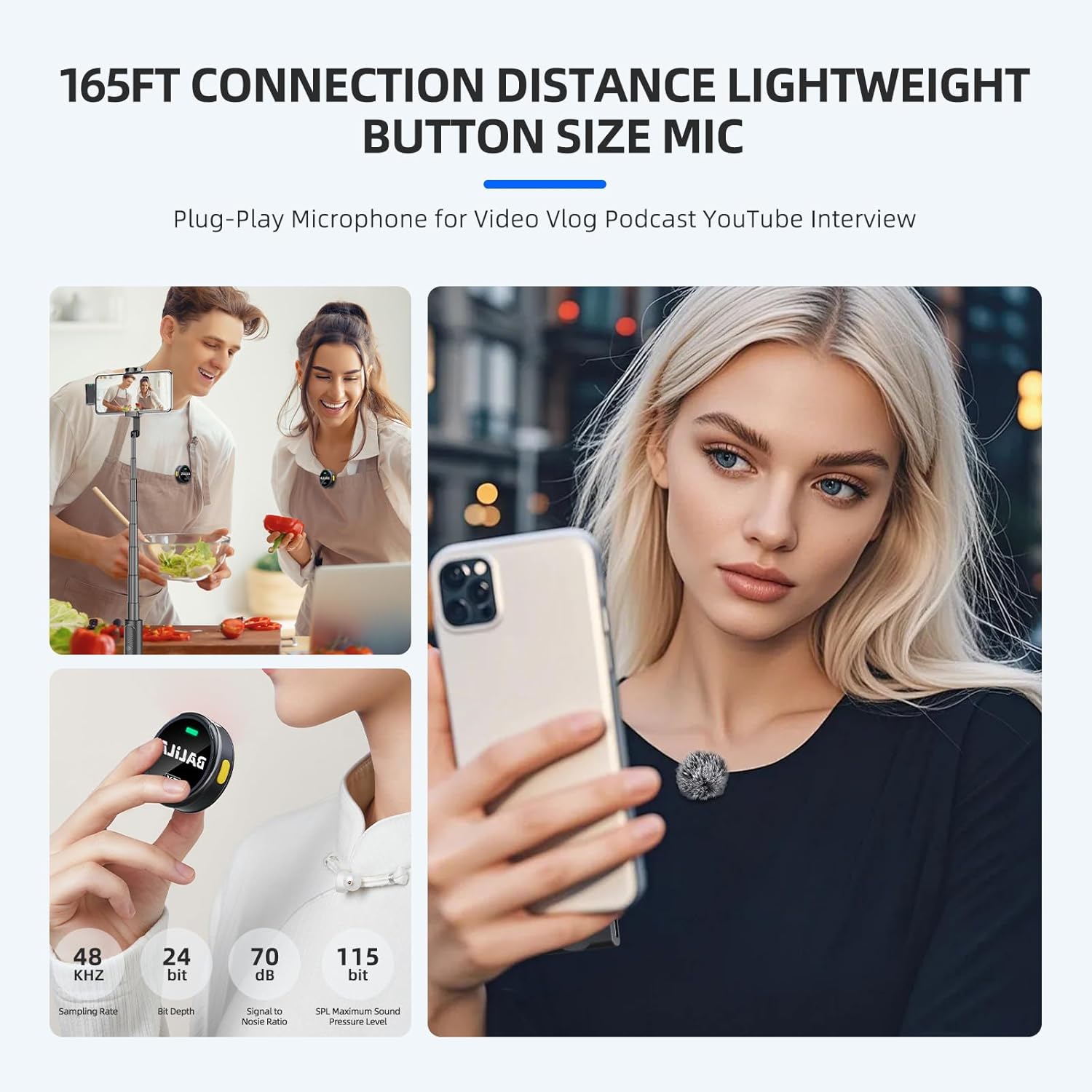 Balila Microfono Lavalier Wireless 2TX+2RX con Custodia - immagine 2