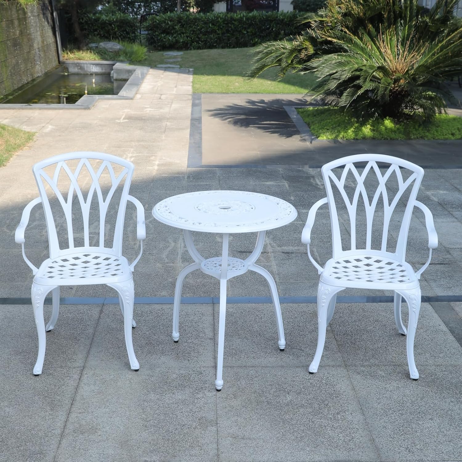 Tangxiaoqi Set Mobili da Giardino 3 Pezzi, Bianco