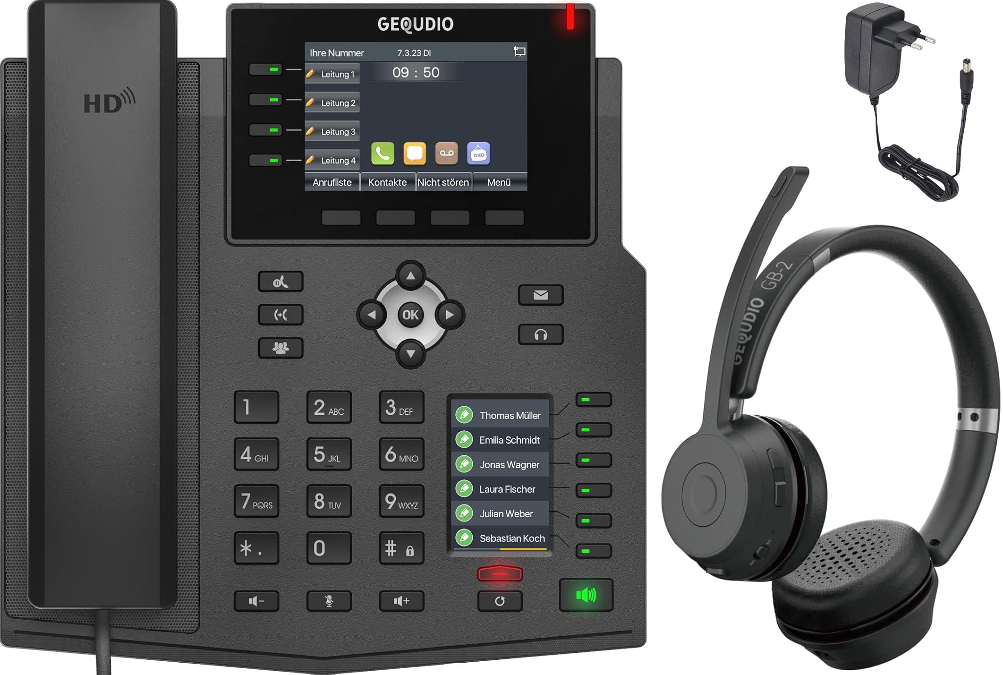 Gequdio Telefono IP GX5+ con alimentatore e auricolare BT