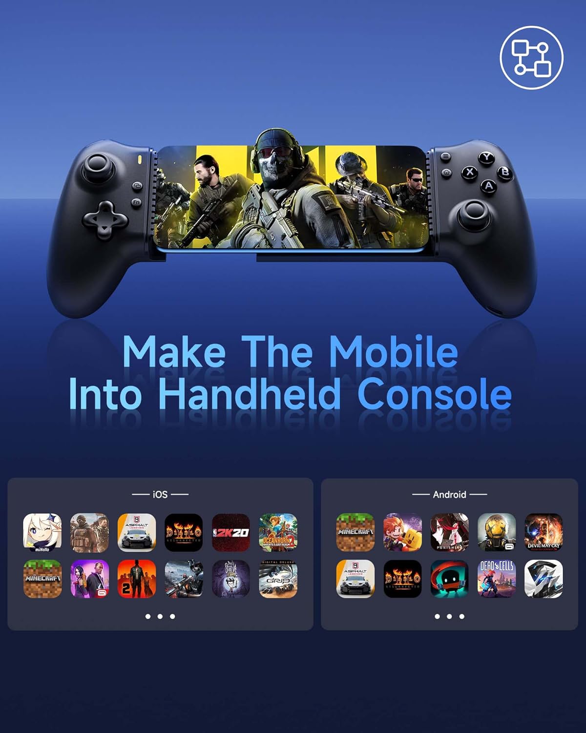 EasySMX M15 Controller Smartphone Android Bluetooth, Nero - immagine 3