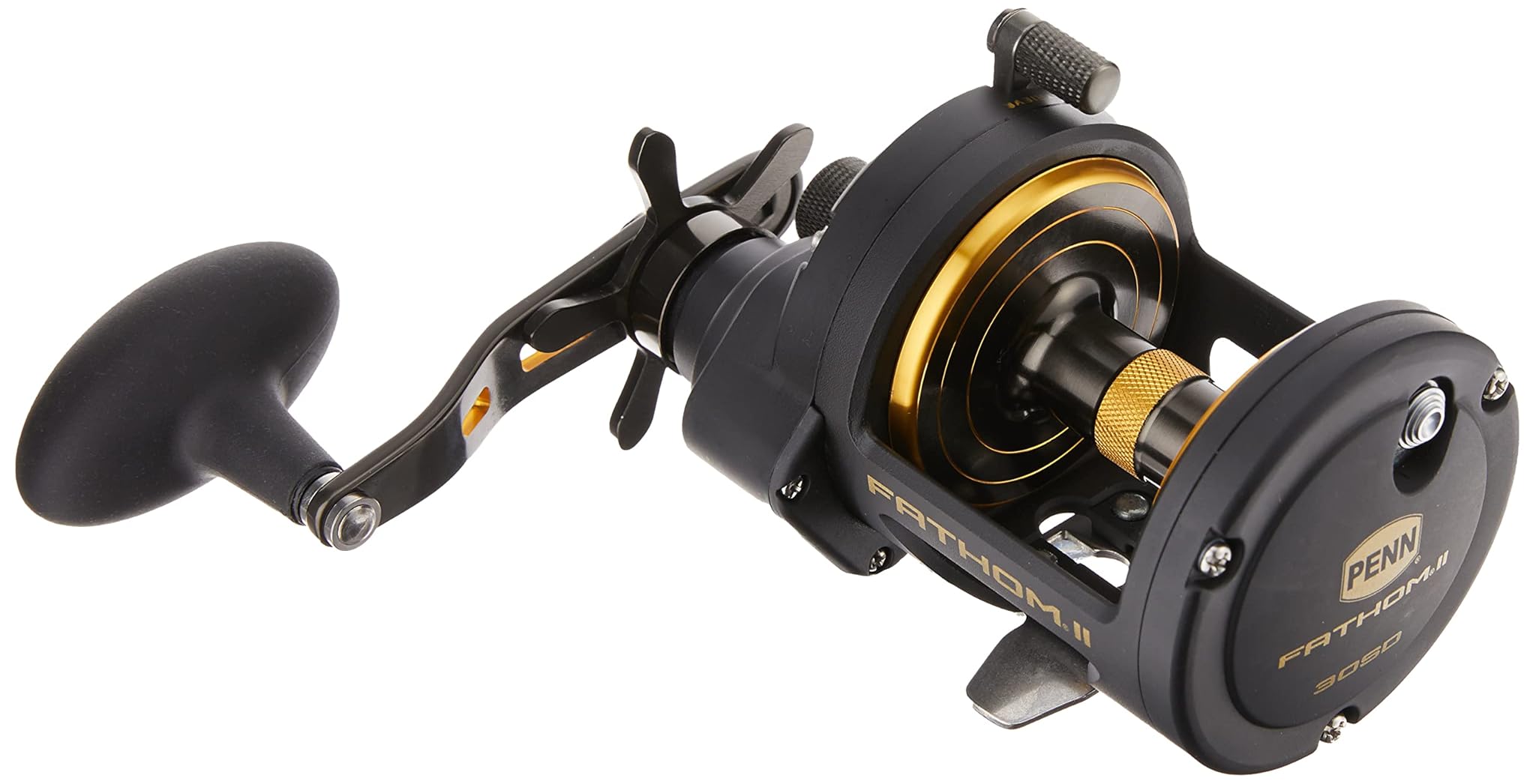 PENN Fathom II Star Drag konventionelle Angelrolle, Schwarzgold, 25N