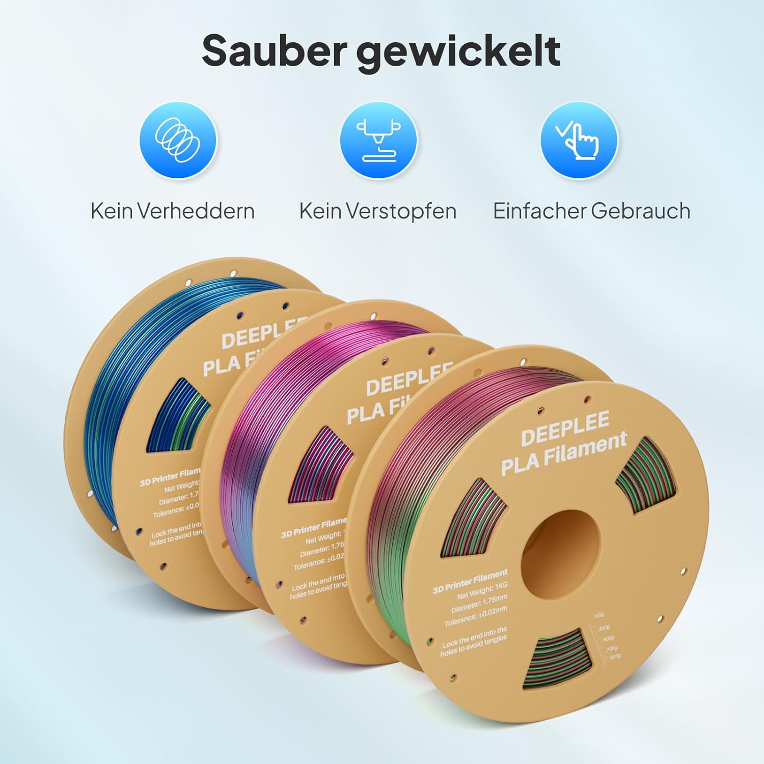 DEEPLEE Silk PLA 1,75 mm Galaxie Lilla 3 KG - immagine 4