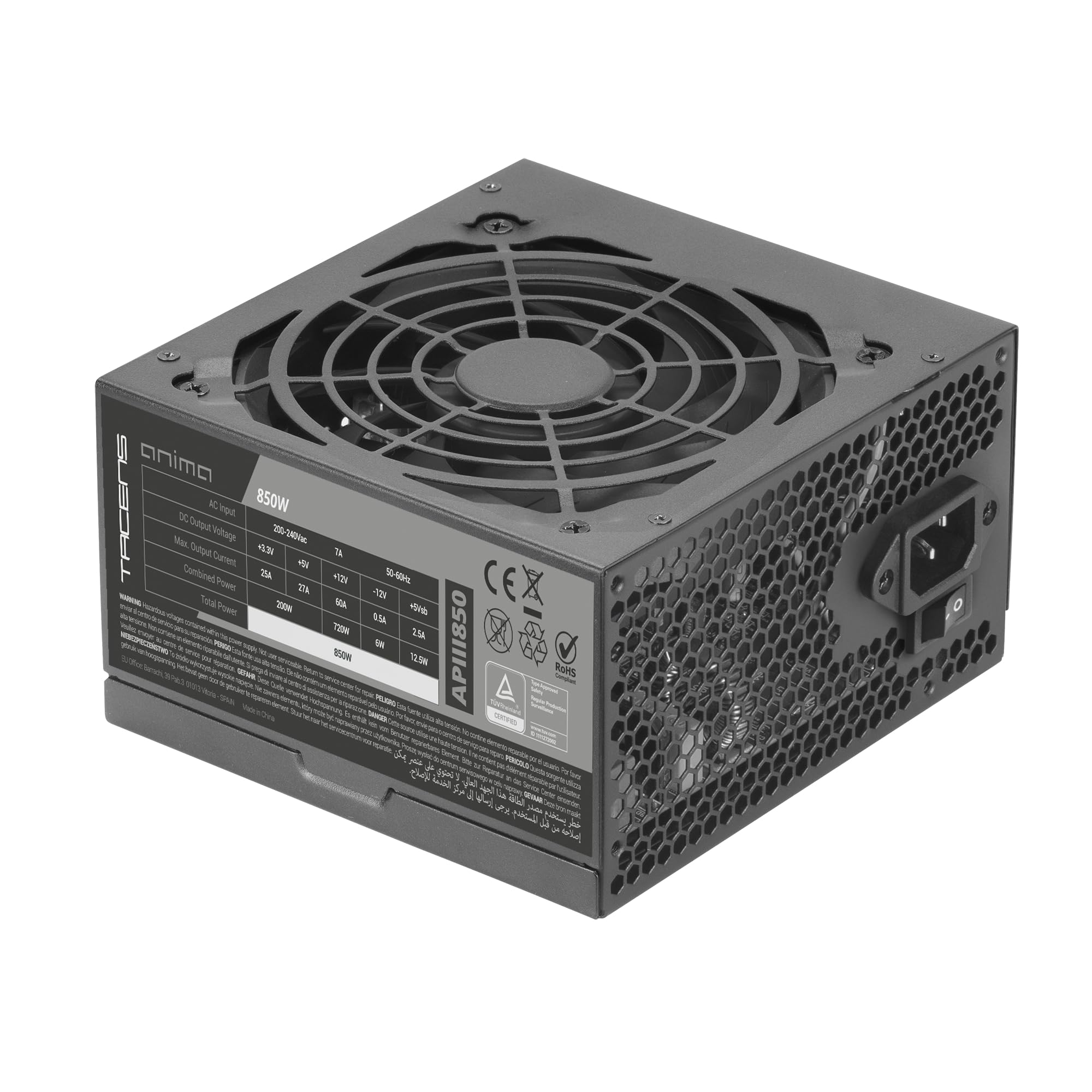 Tacens Anima APIII850 - Alimentatore PC ATX 850W, Nero