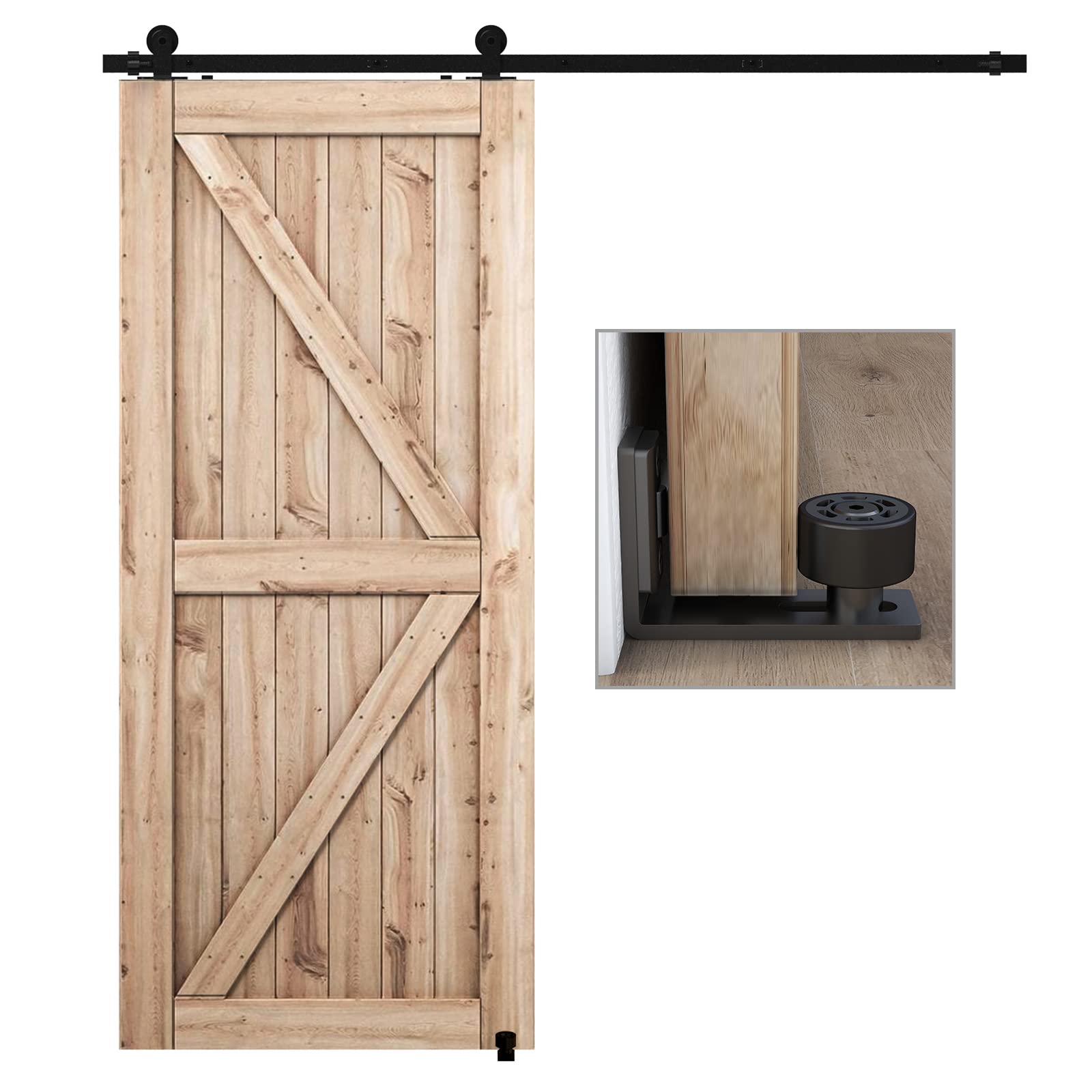 Ccjh Binario per Porta Scorrevole Kit 2M/6.6FT, Nero