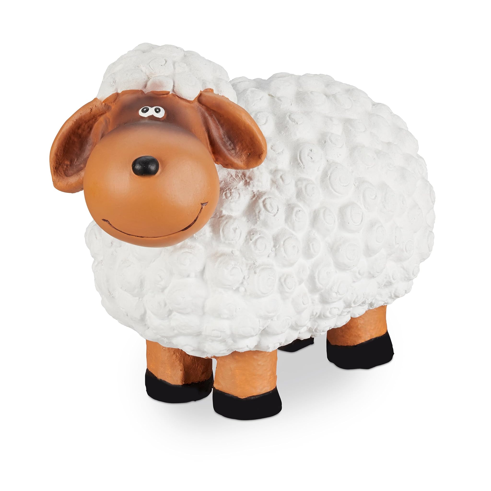 Relaxdays Pecorella Deco da Giardino in Ceramica, Bianco