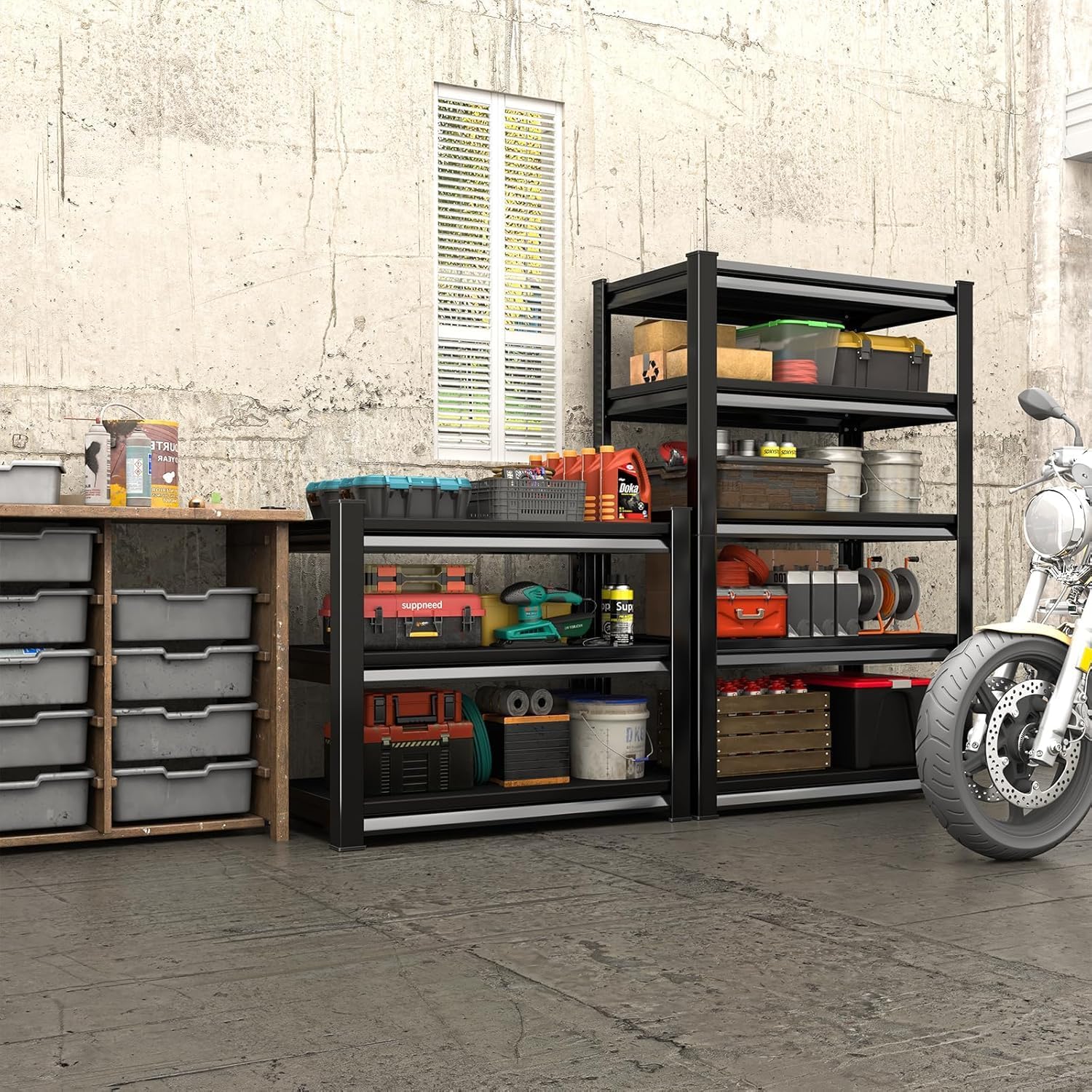 Suppneed Scaffale in Acciaio per Carichi Pesanti, Nero - immagine 2