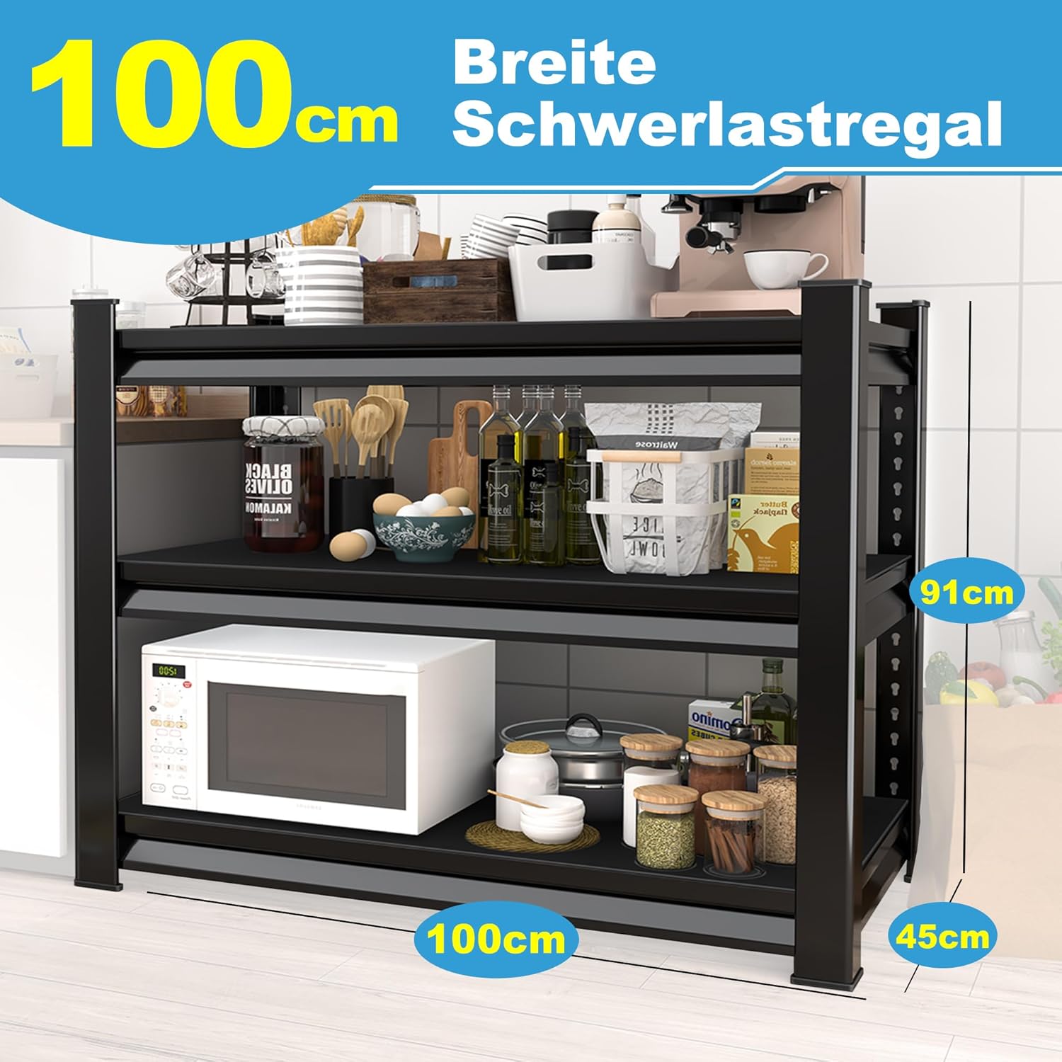 Suppneed Scaffale in Acciaio per Carichi Pesanti, Nero - immagine 4